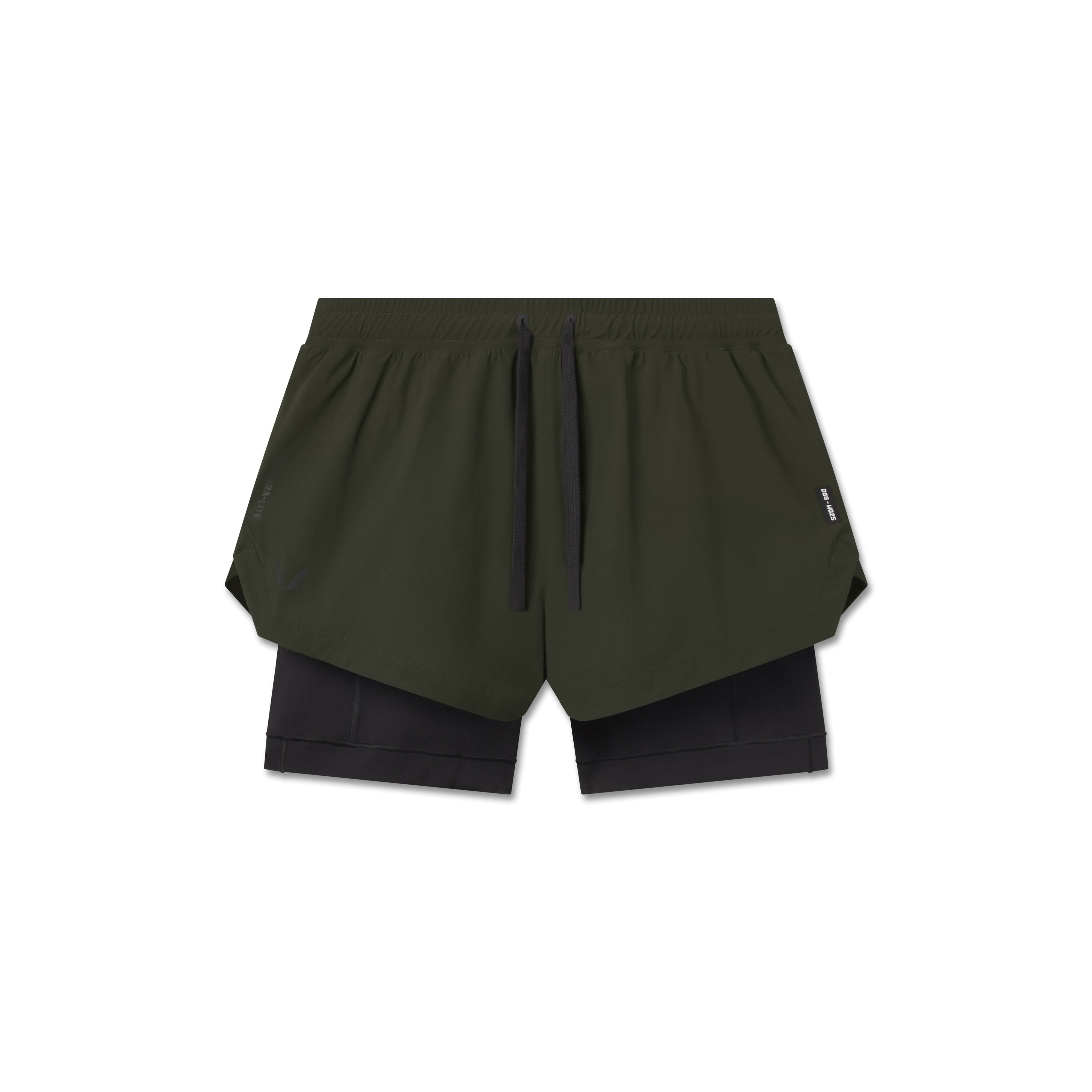 Tetra-Lite Liner Short in olive and black, front view