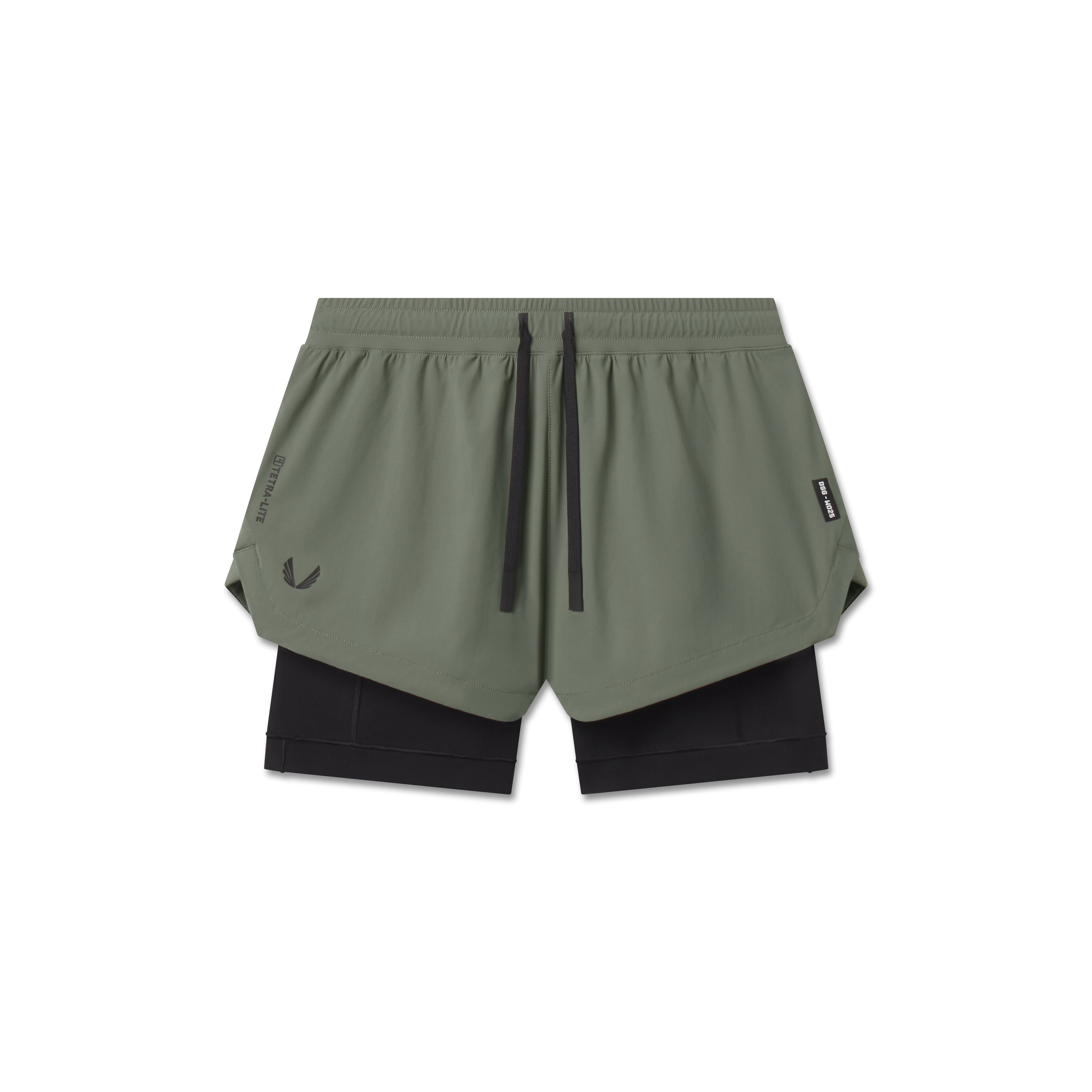 Tetra-Lite Liner Short in sage and black, top view