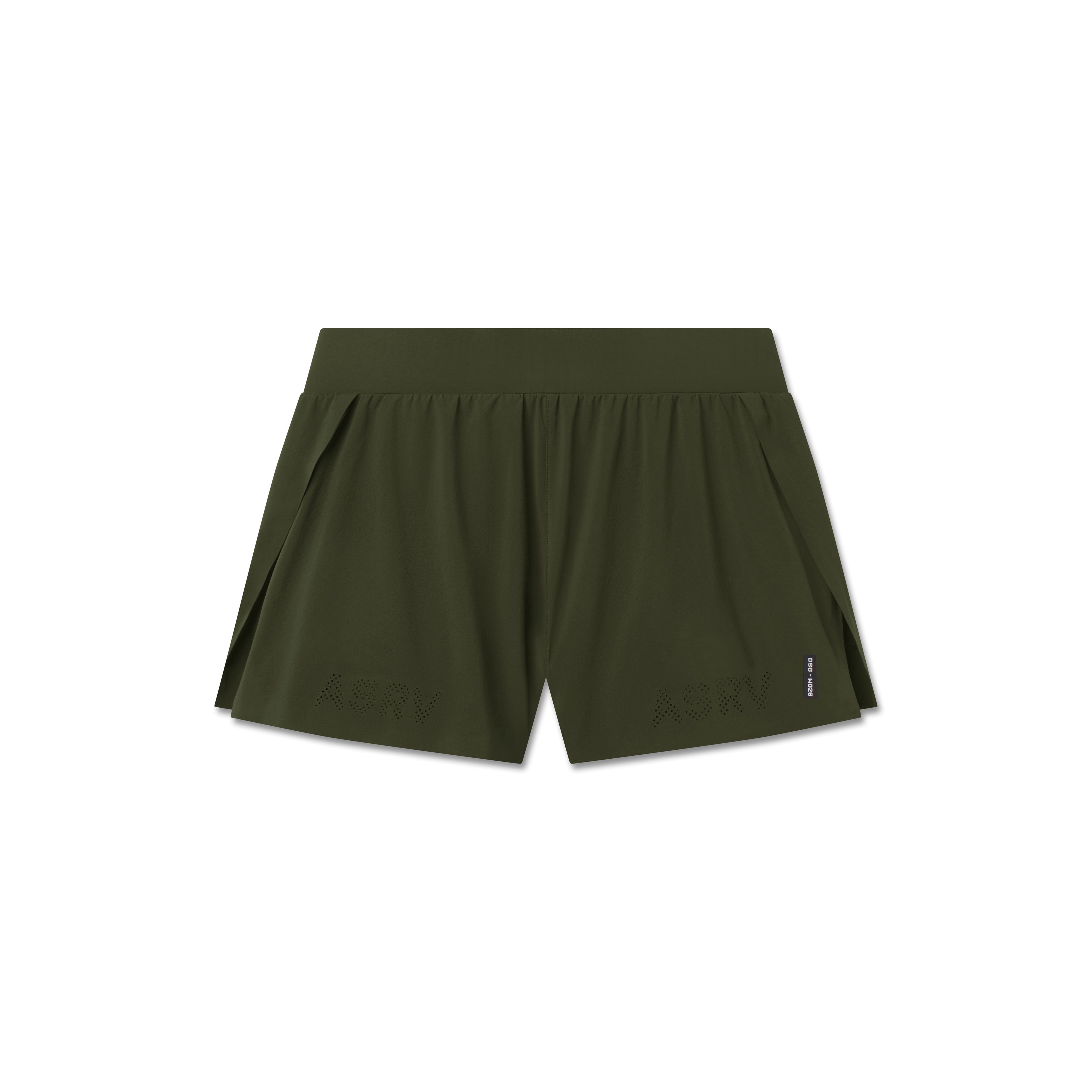 Aerotex Side Split Run Short in olive, front view
