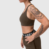 W039. Lycra® Hybrid Sports Bra - Dark Earth