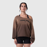 W049. Raw Hem Oversized Crewneck - Dark Earth Sun Fade