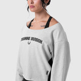 W049. Raw Hem Oversized Crewneck - Heather Grey