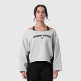 W049. Raw Hem Oversized Crewneck - Heather Grey