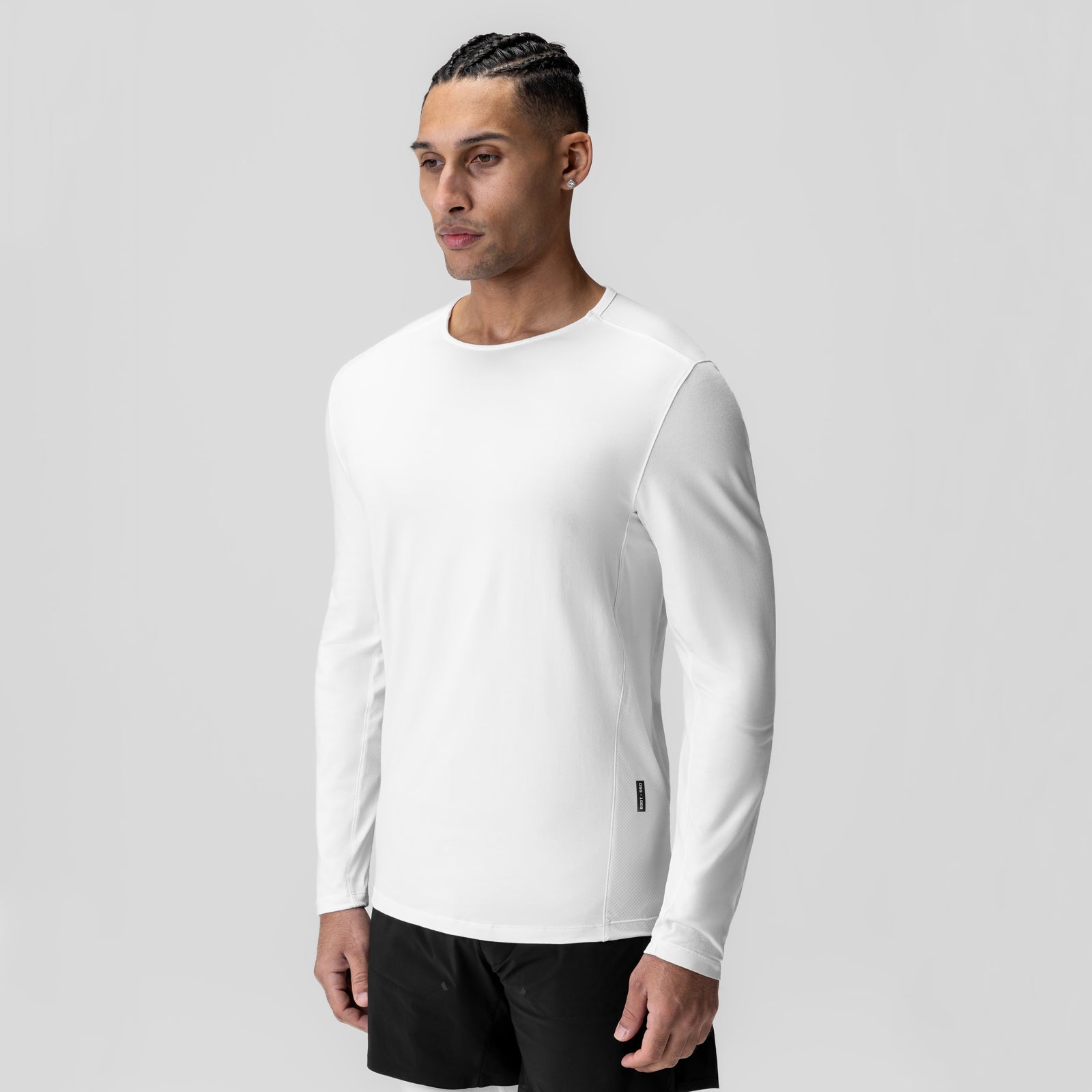 White Creora Cotton Modal Long Sleeve worn by model, front view