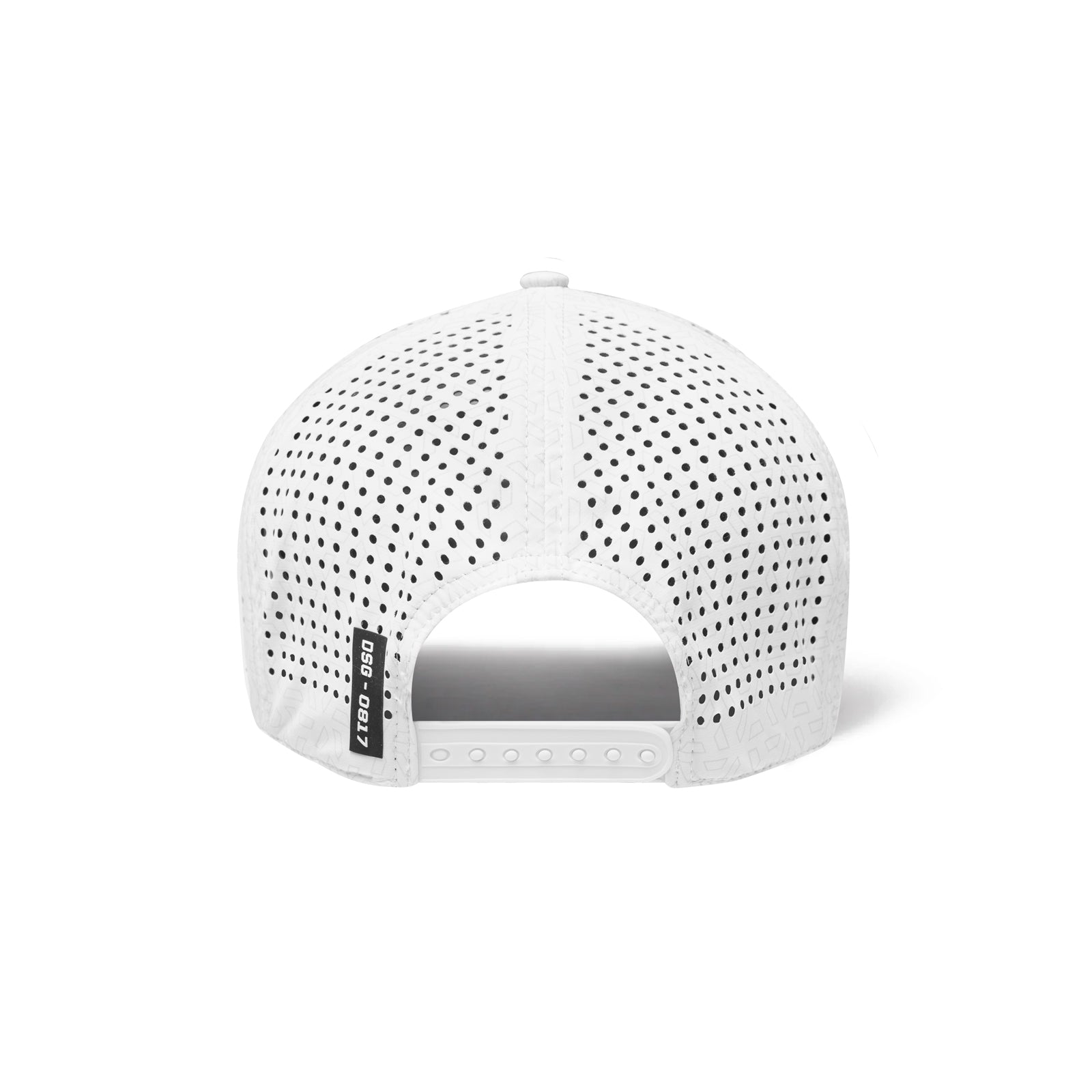 flatlay Tetra-Lite Ice A-Frame Hat in white with perforated mesh, back view
