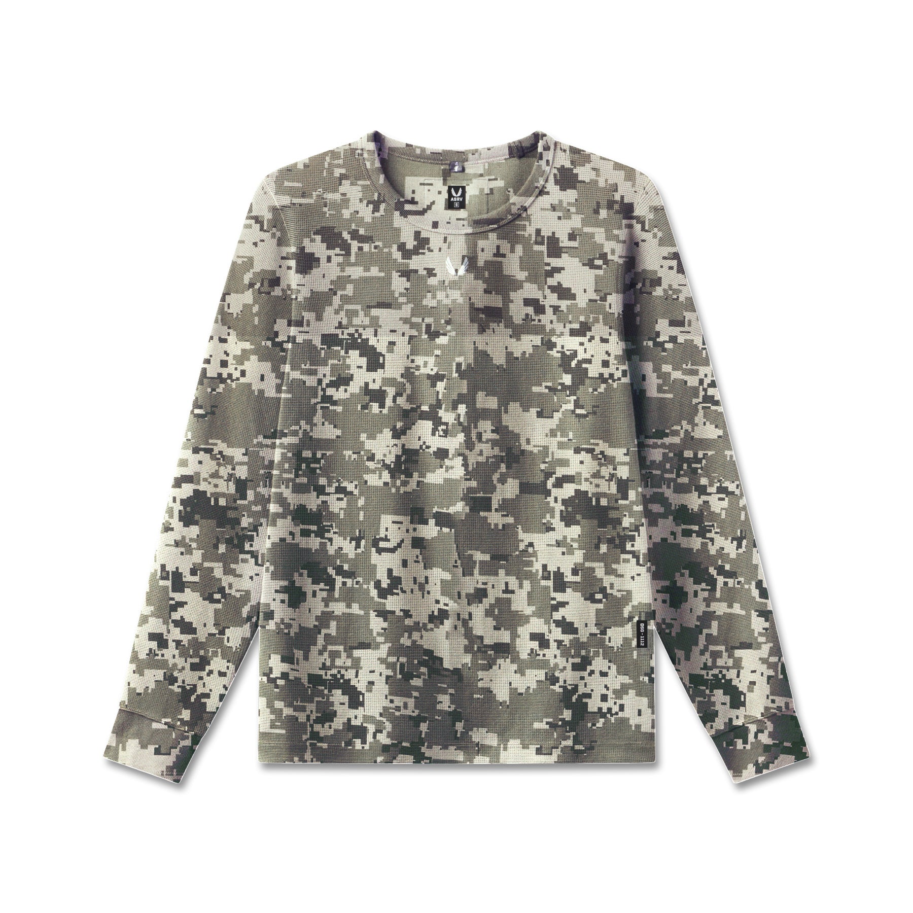 flatlay: Waffle Knit Longsleeve in digital camo, front view