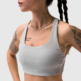 W039. LYCRA® Hybrid Sports Bra - Slate Grey