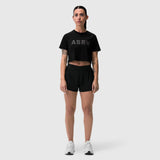 W018. AeroSilver® Cropped Tee - Black "ASRV"