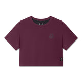 Flatlay SUPIMA® Ice-Skin™ Reversible Crop Tee in Merlot, front view