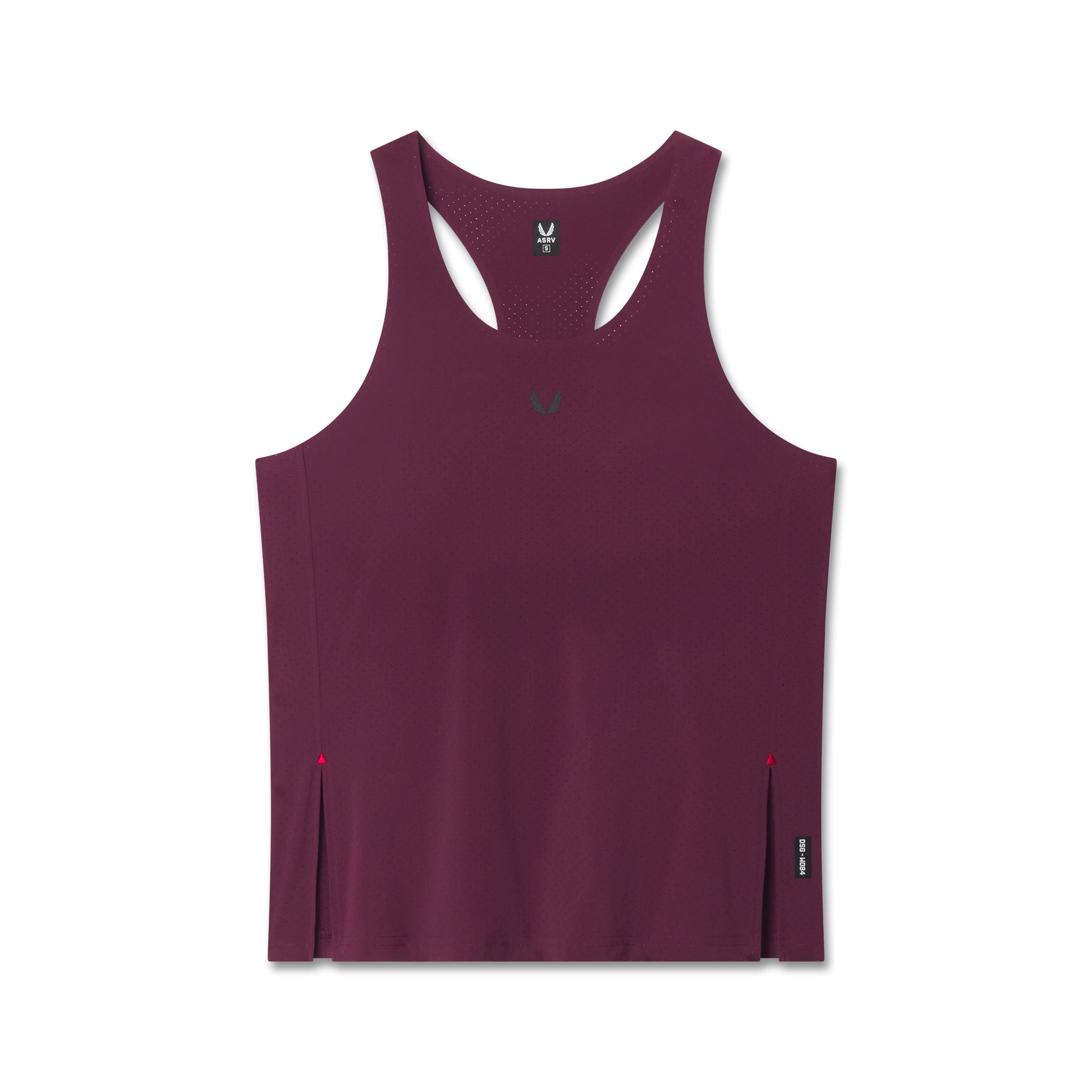 Flatlay Aerotex™ Perforated Run Tank in Merlot, front view