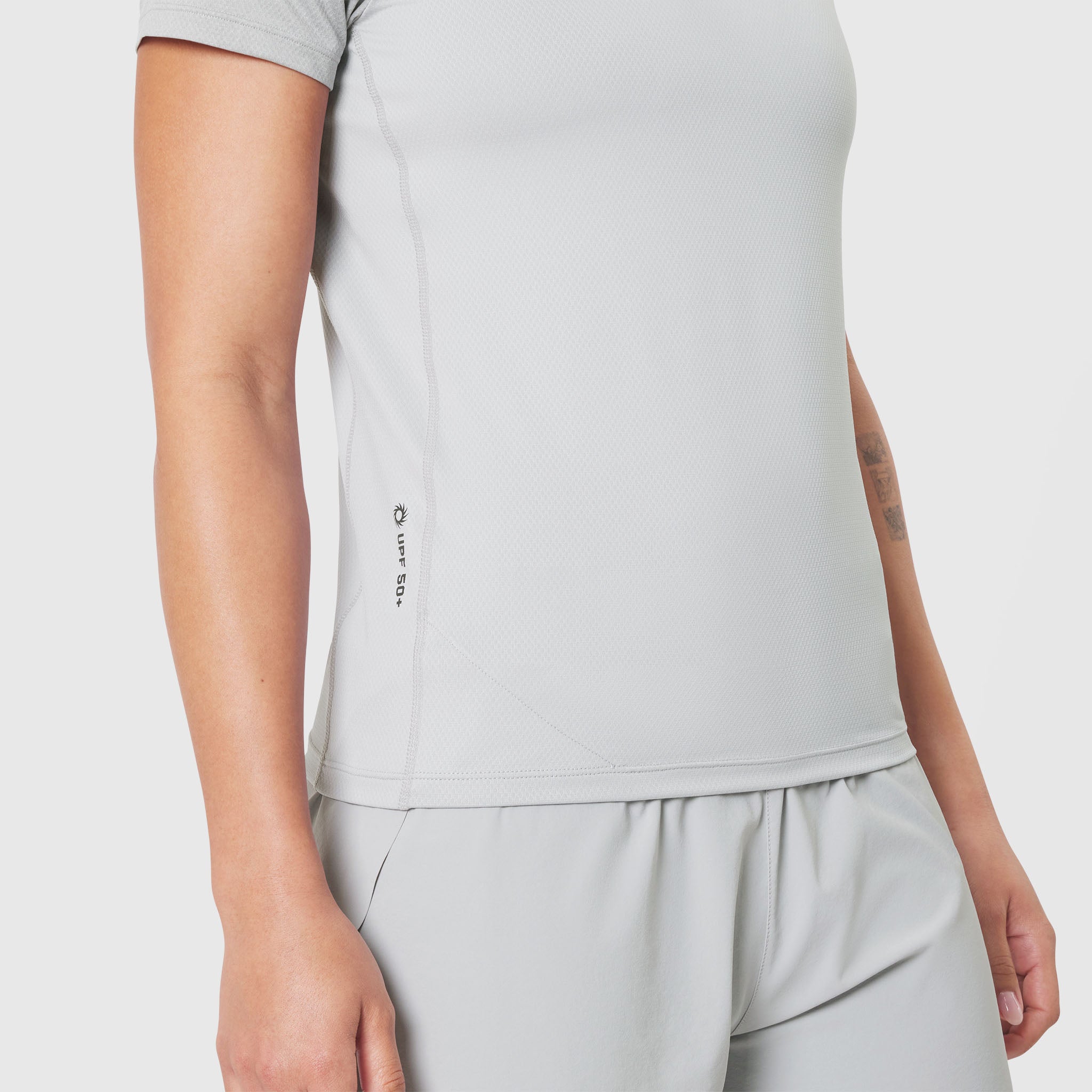 AEROSILVER® UPF50+ Run Tee in Slate Grey, side view on model