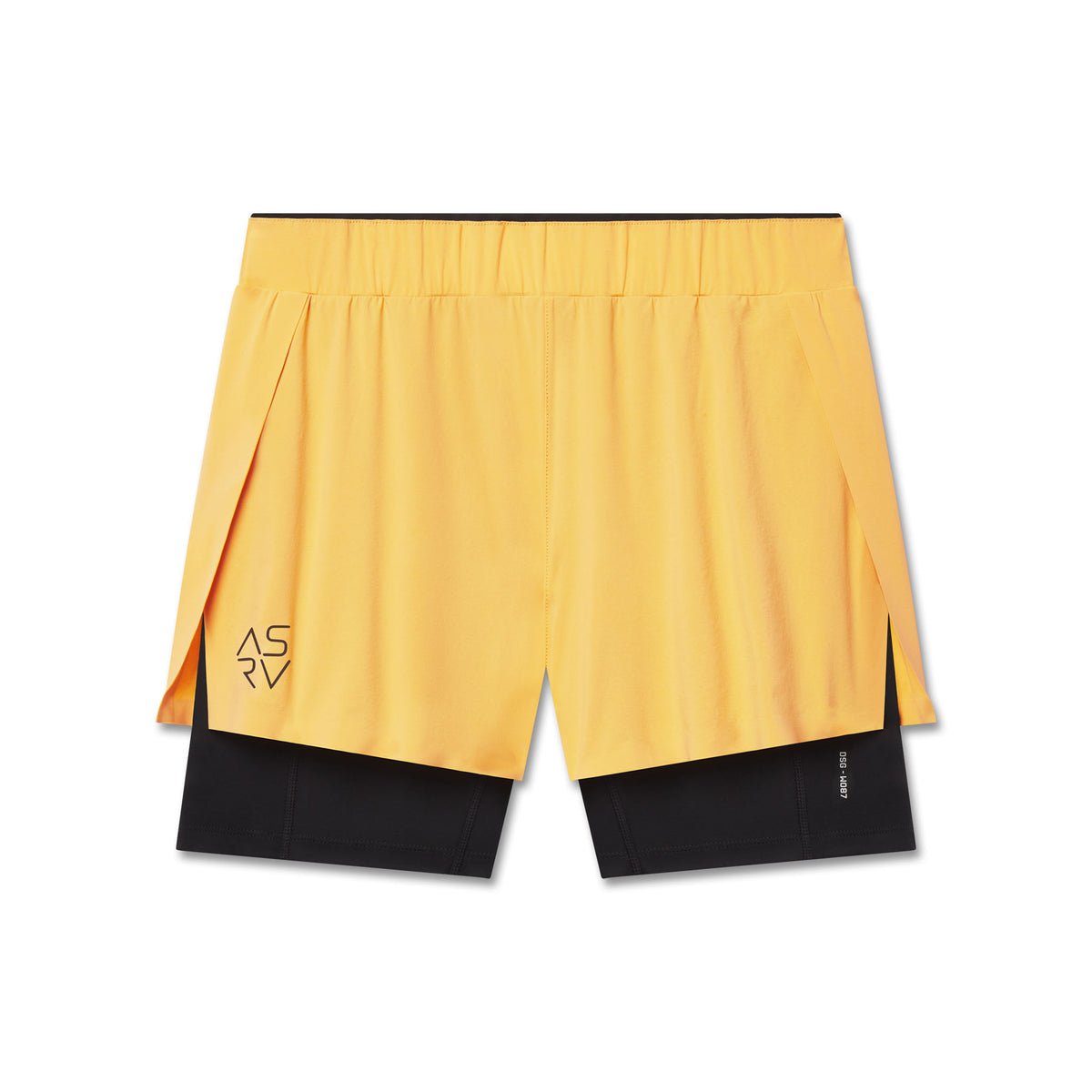 Flatlay W087 Aerotex Side Split Liner Short in amber, front view