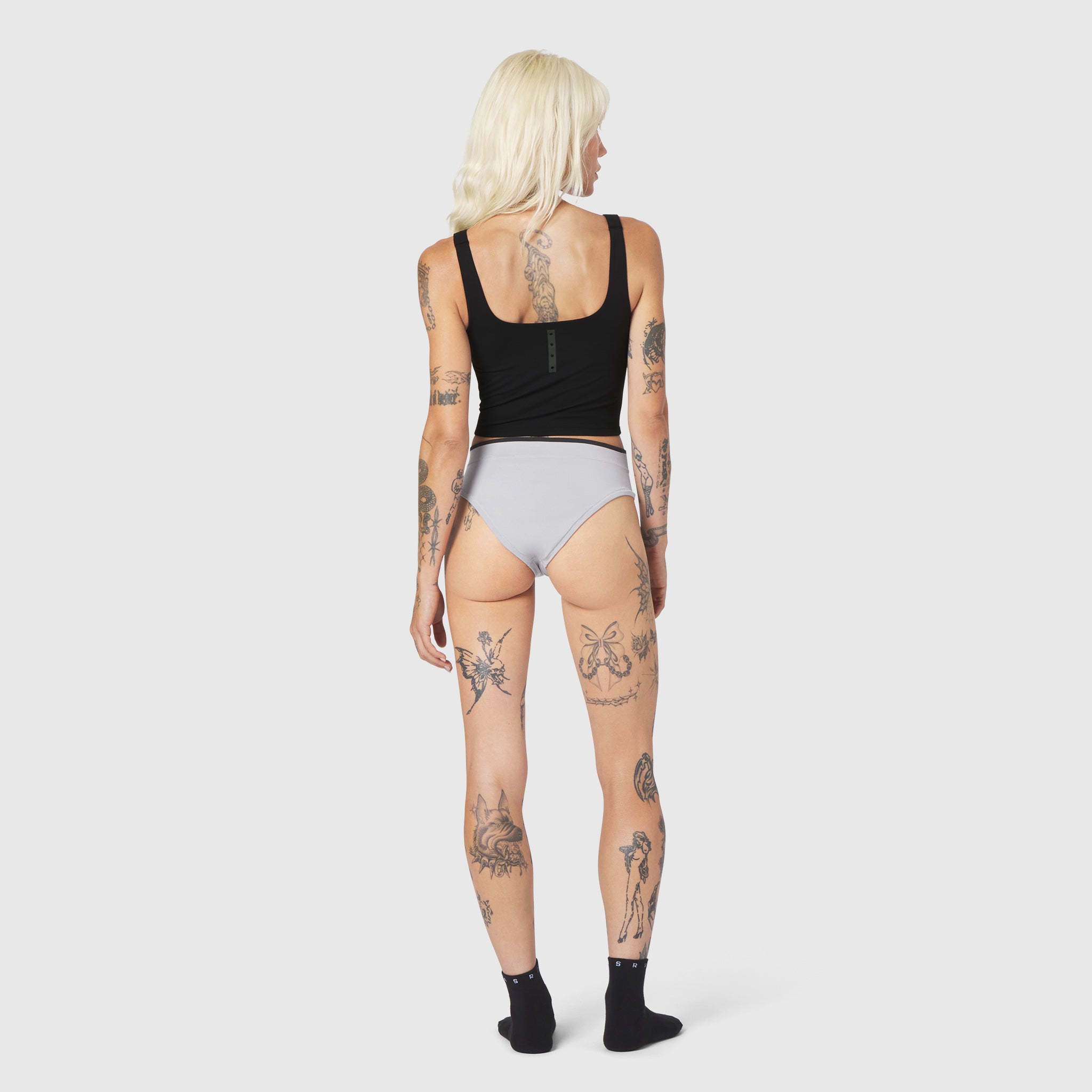 W098 LYCRA® ADAPTIV Seamless Underwear in Slate Grey, rear view on model