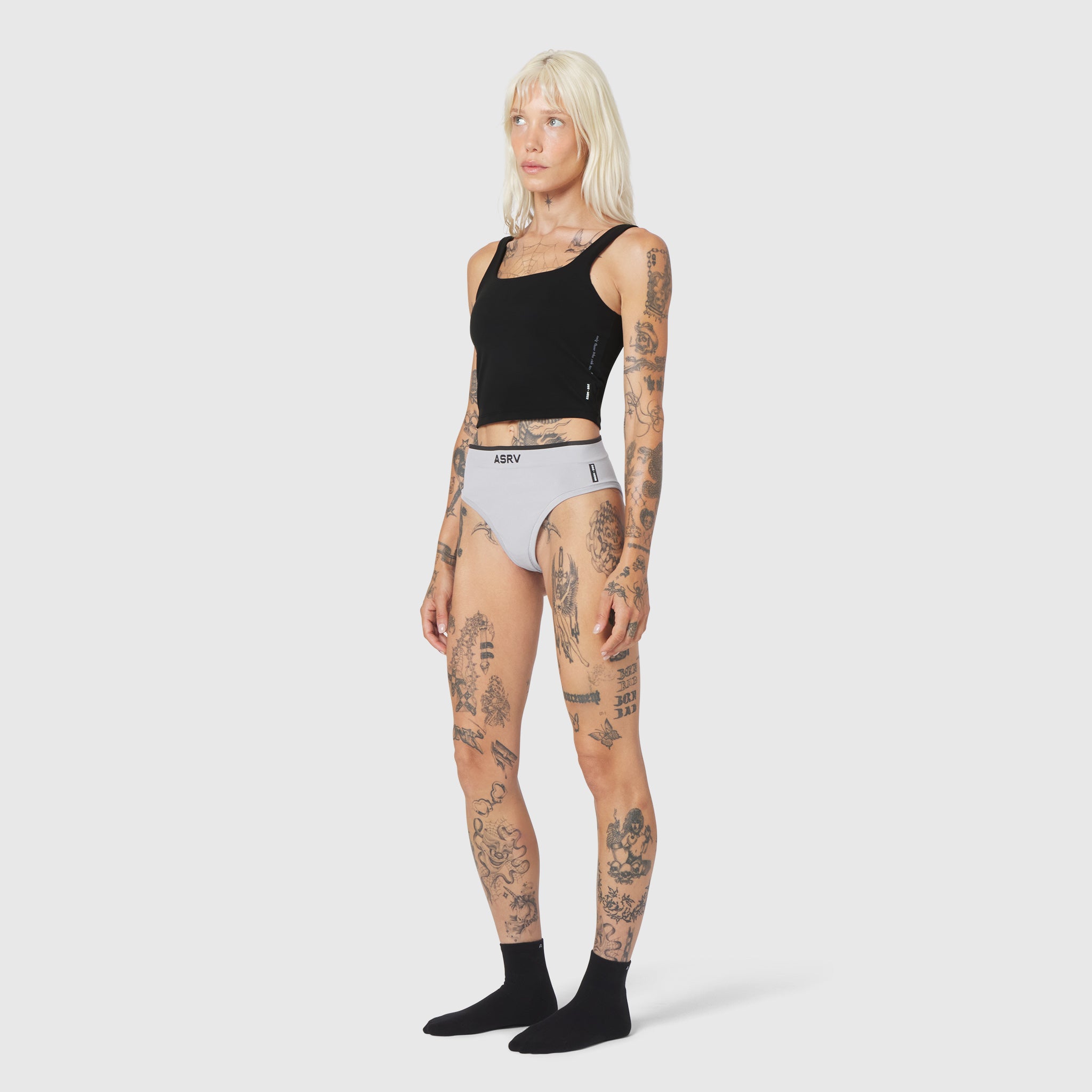 W098 LYCRA® ADAPTIV Seamless Underwear in white, worn by model