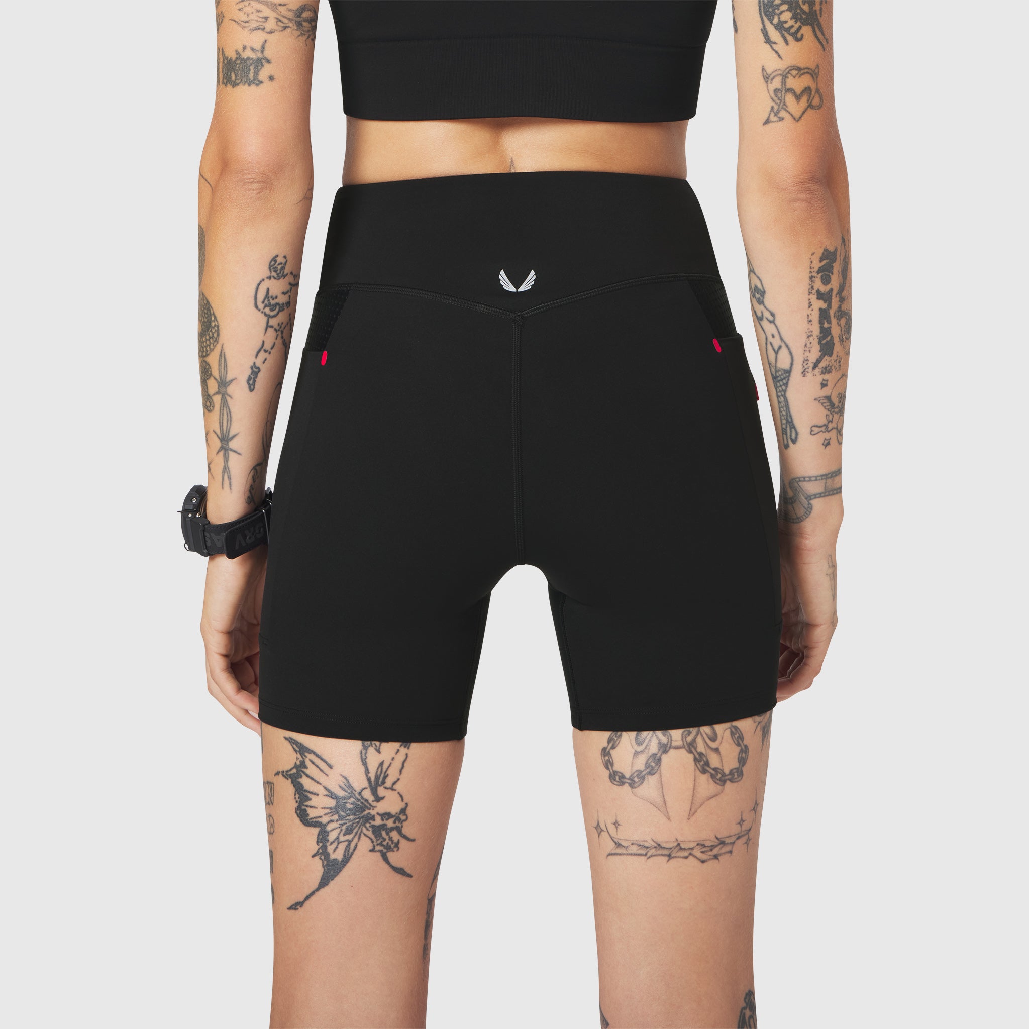 W099 LYCRA® ADAPTIV Hybrid Bike Short in black, back view on model