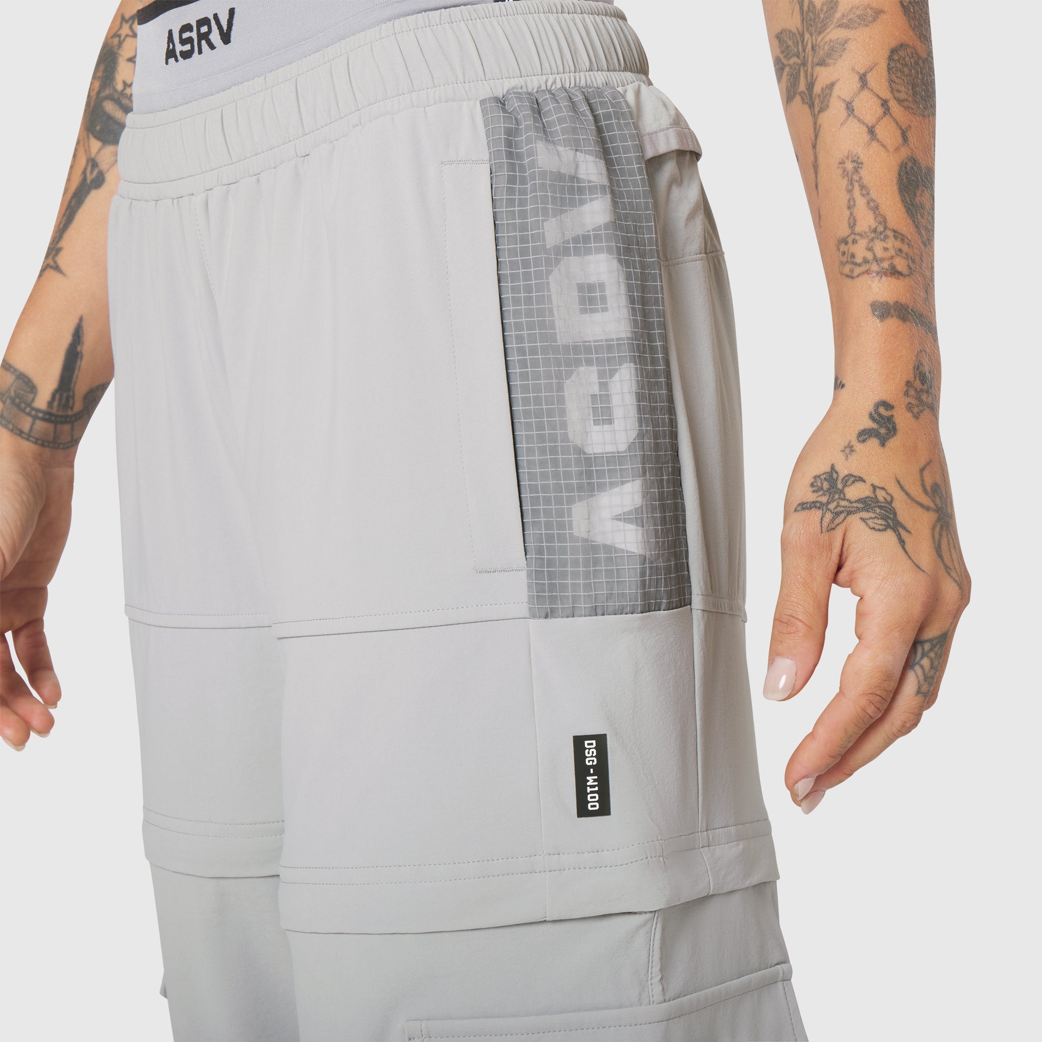 W100 2-in-1 Convertible Pant in Slate Grey, side view on model
