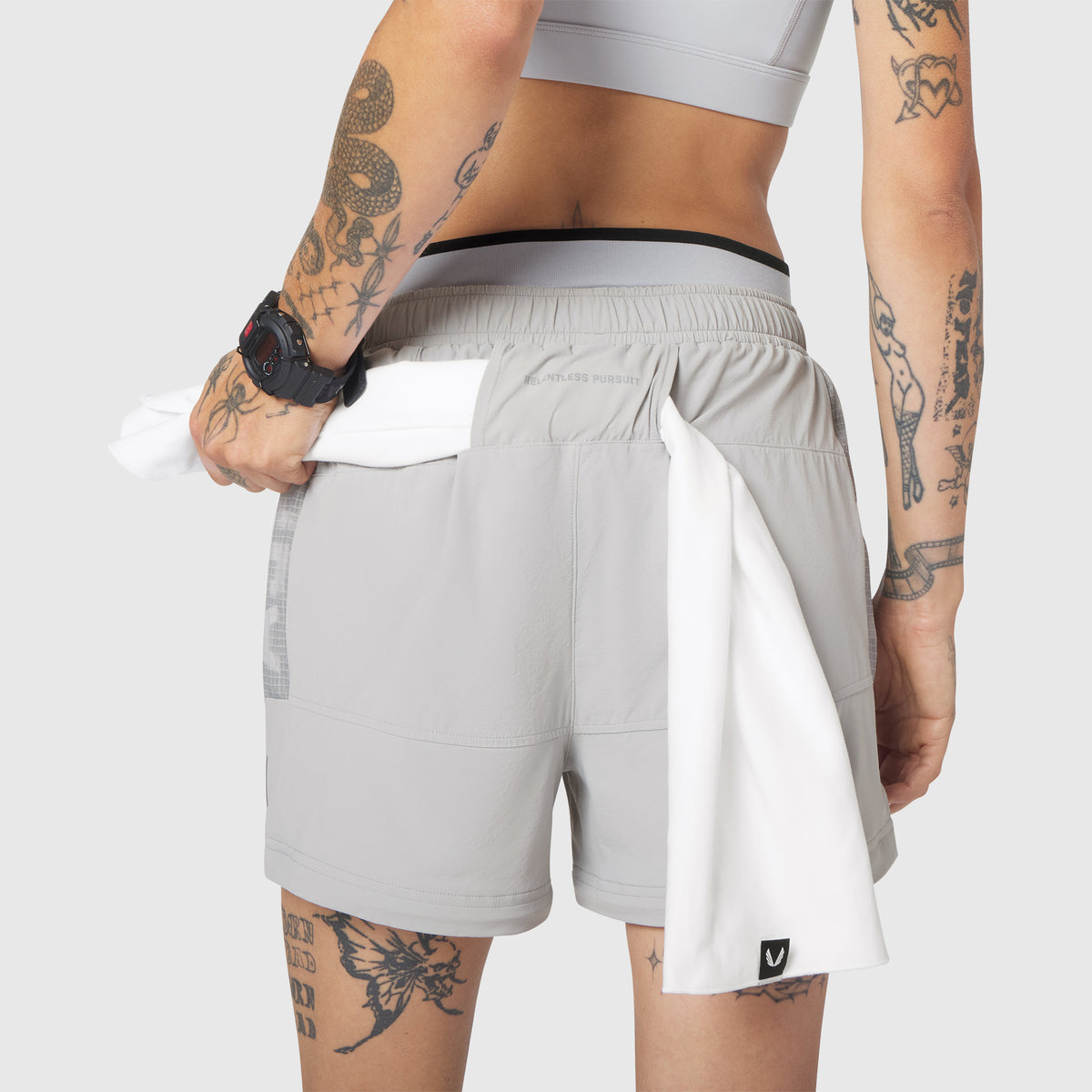 W100 2-in-1 Convertible Pant in Slate Grey, back view on model