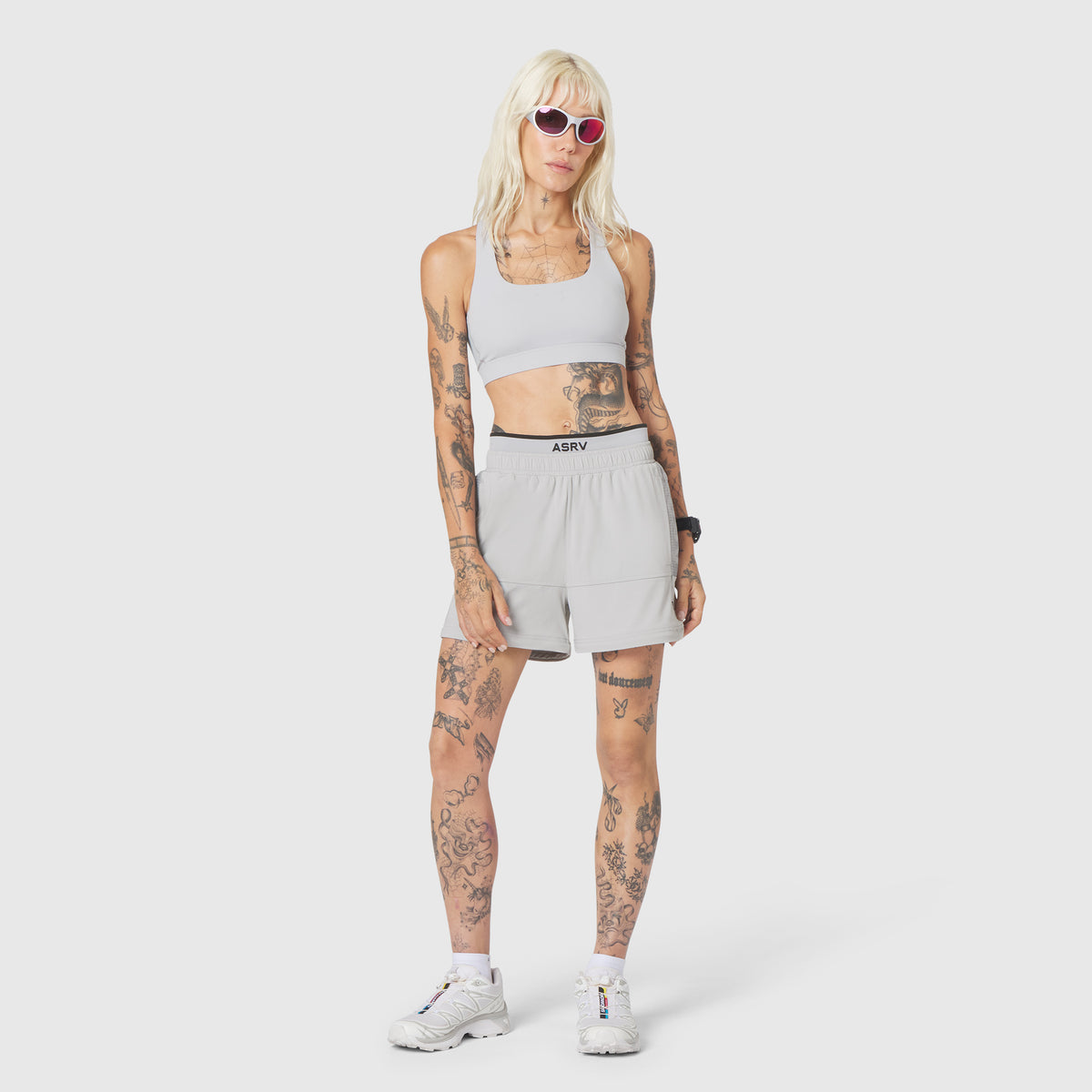 W100 2-in-1 Convertible Pant in Slate Grey, worn by model, front view