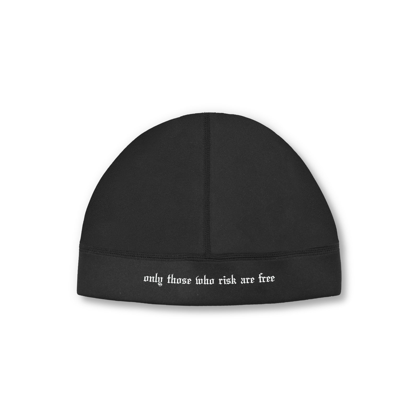 flatlay Performance Risk Skull Cap in black, front view