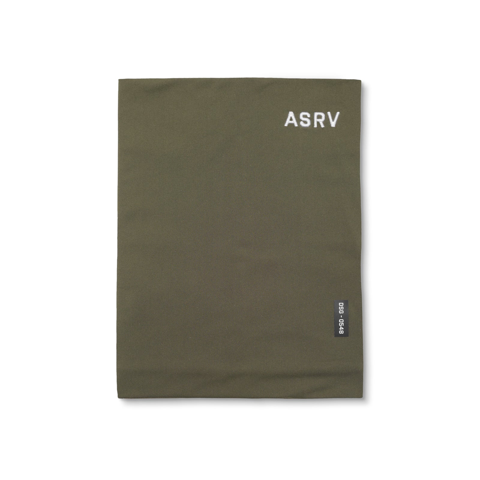 flatlay ASRV Thermal Gaiter in faded olive, front view