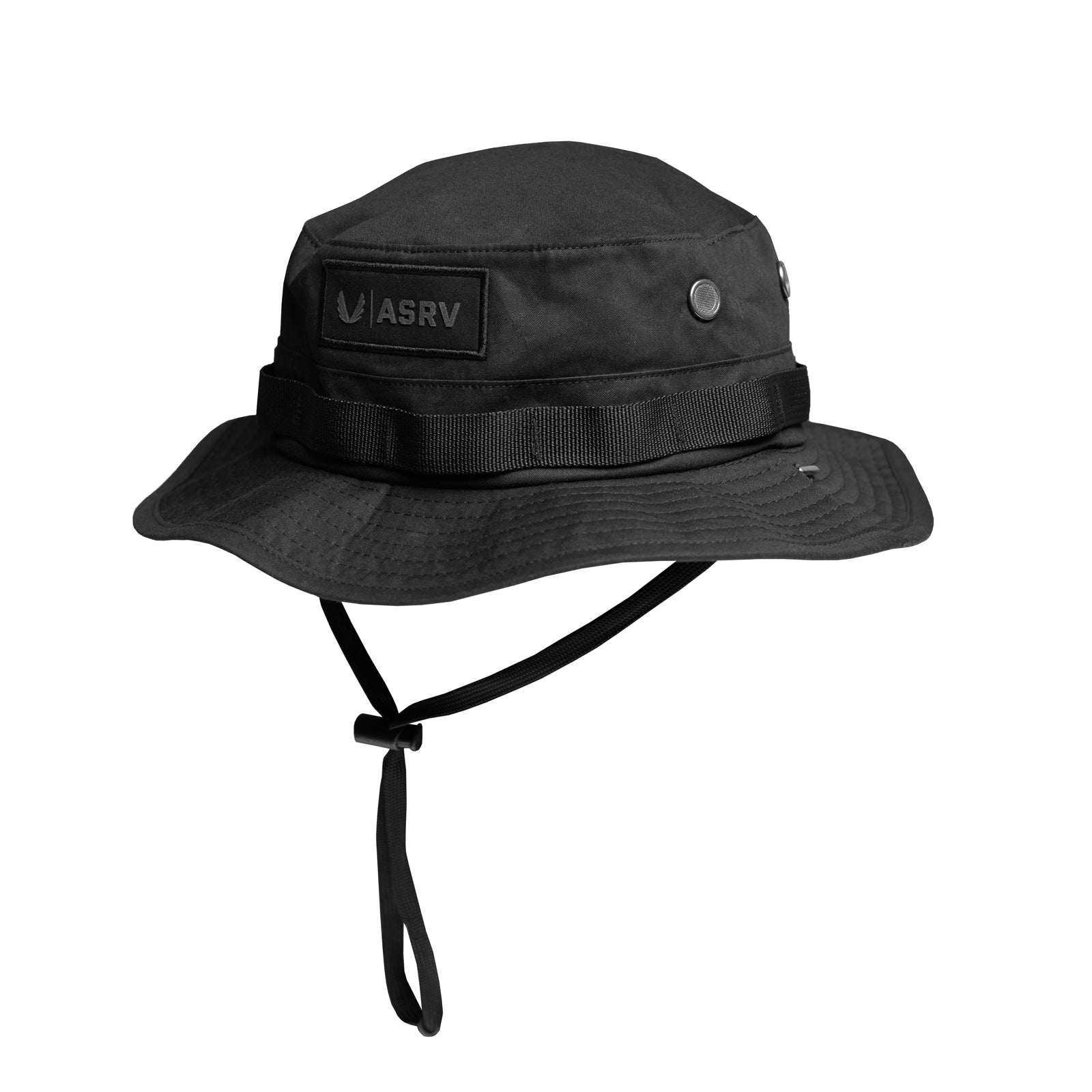 Flatlay Vented Boonie Hat in black, front view