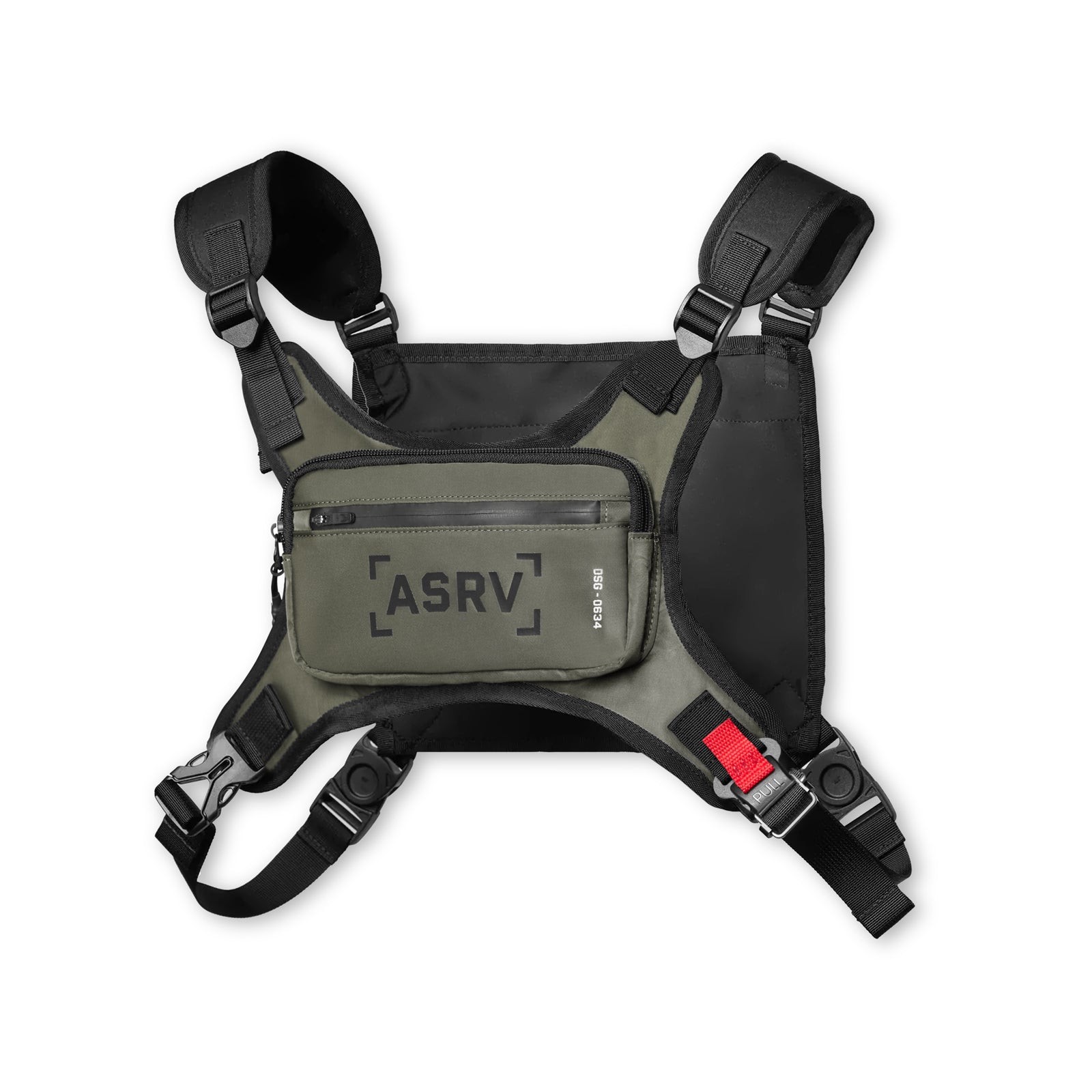 Flatlay of 0634 Conditioning Chest Pack in olive, front view