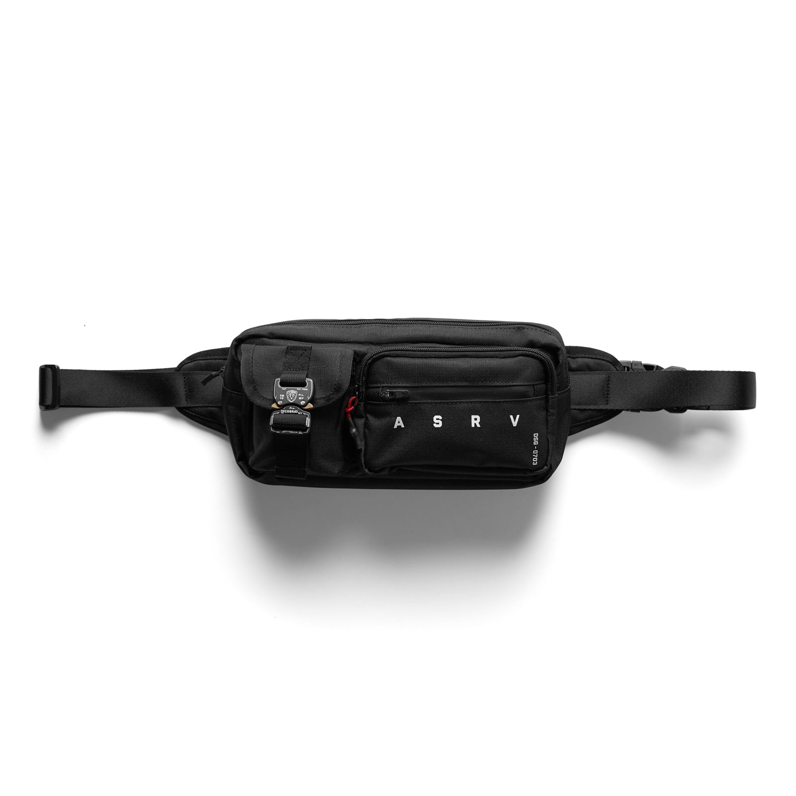 Flatlay ASRV Cordura® Tech Crossbody Pack in black, front view
