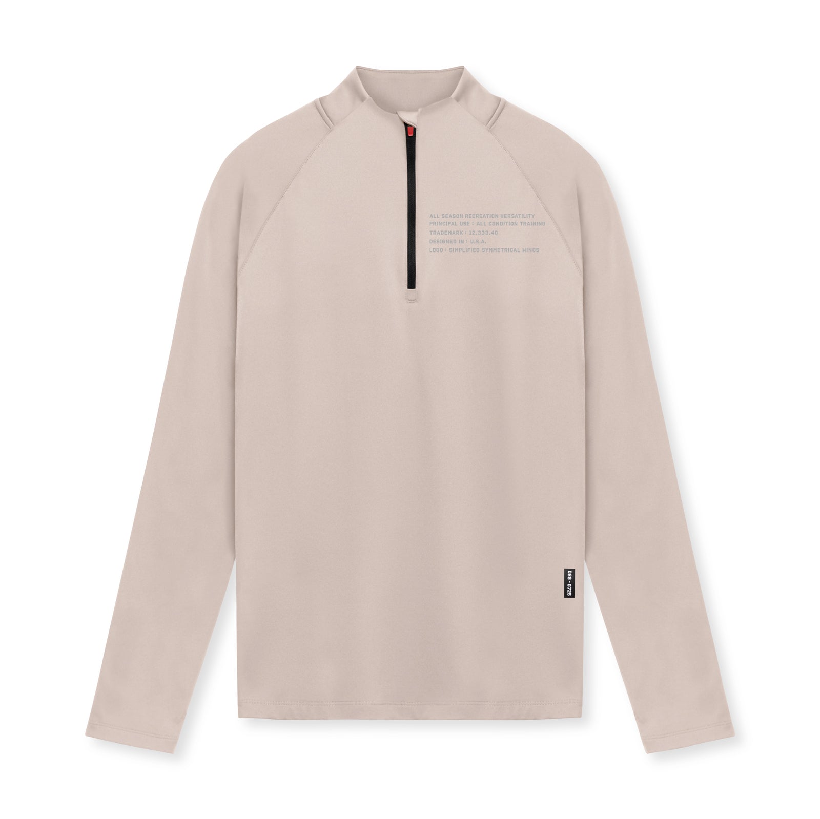 flatlay Core Fitted Quarter Zip in chai, front view