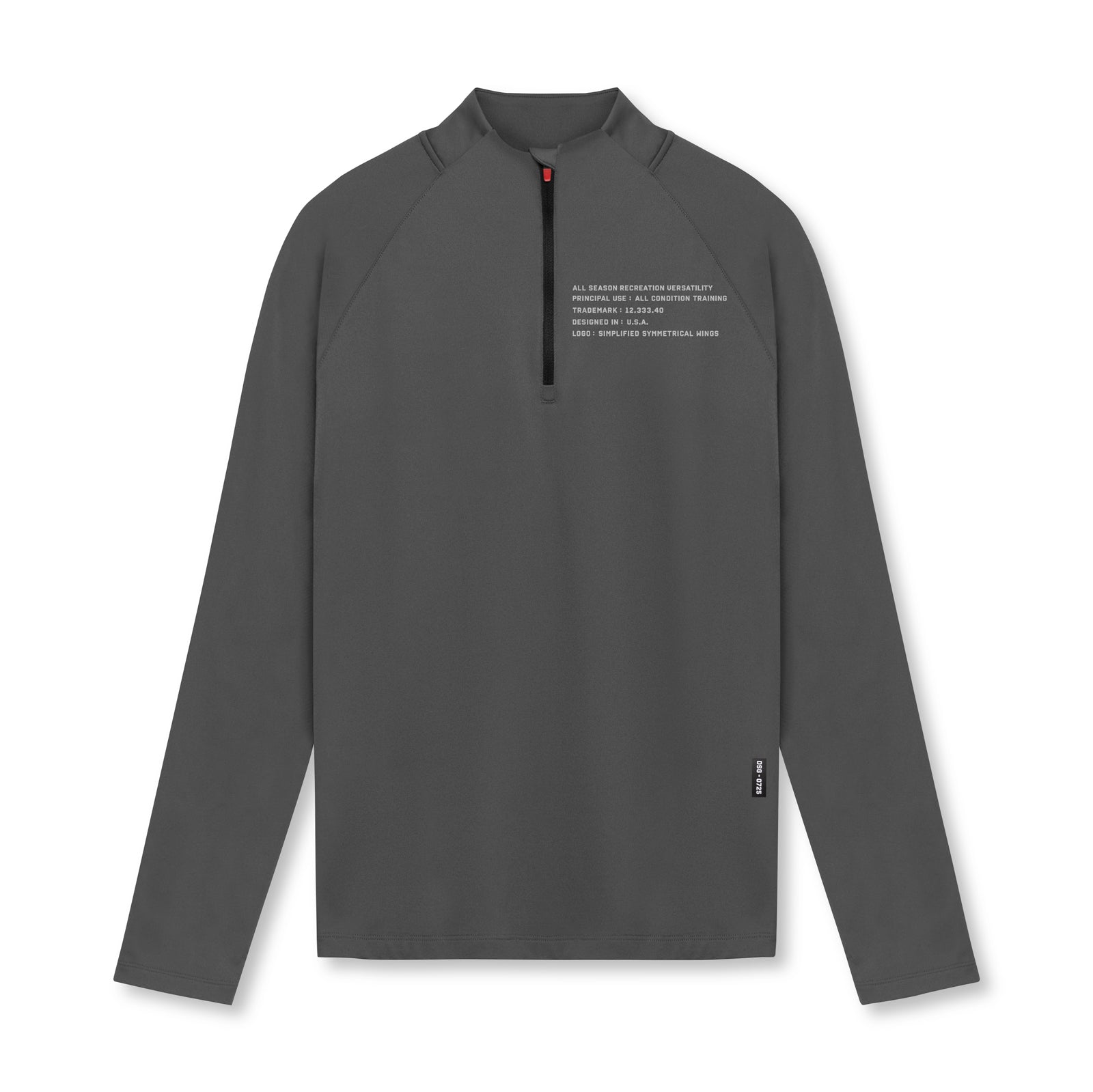 flatlay Core Fitted Quarter Zip in space grey, front view