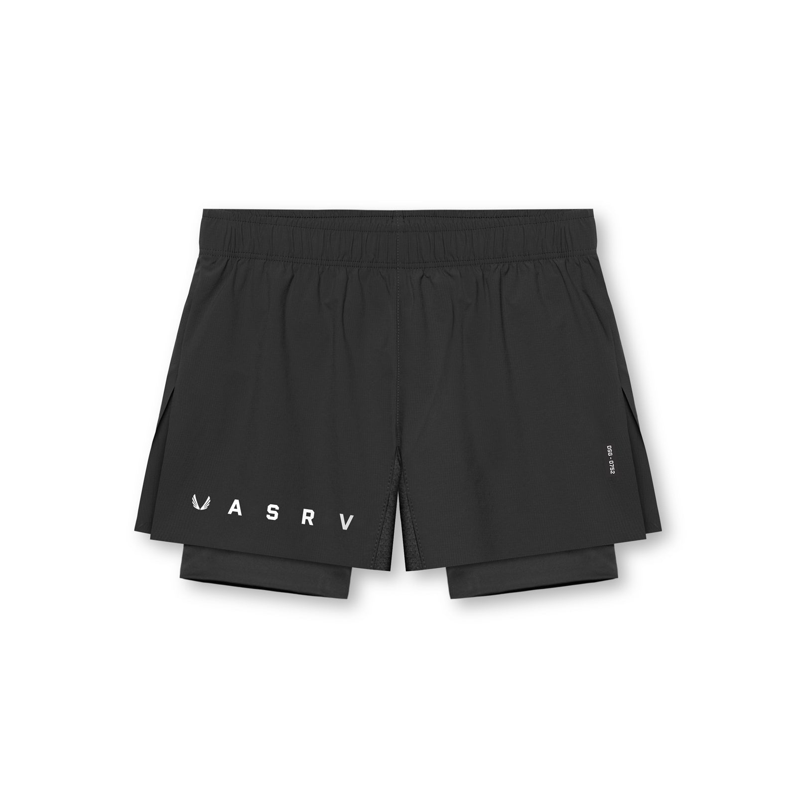 flatlay Ripstop 3" High Split Liner Short in black, front view