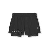 0752. Ripstop 3" High Split Liner Short - Black/Black