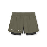 0752. Ripstop 3" High Split Liner Short - Olive/Black