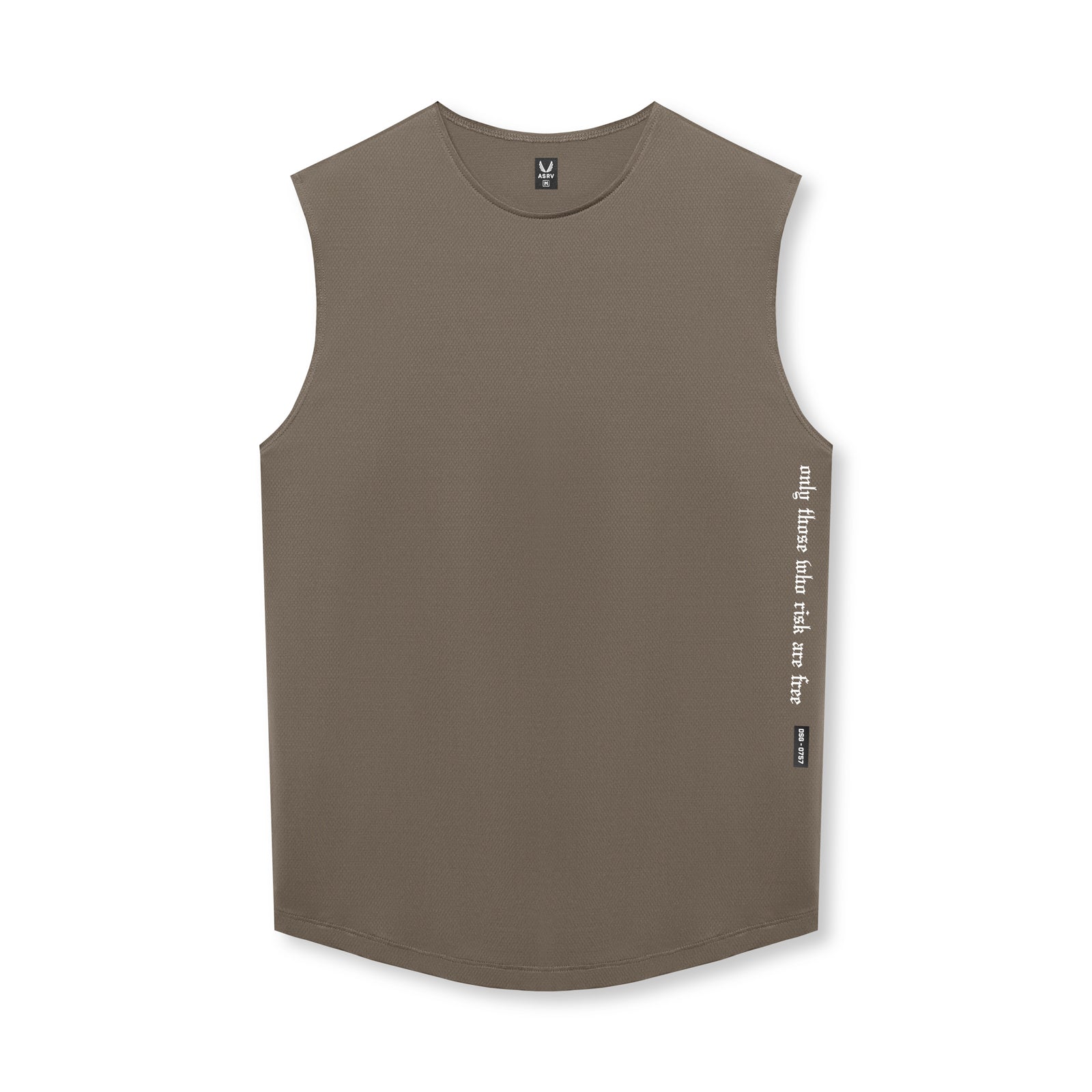 flatlay aerosilver® cutoff tank - deep taupe, front view