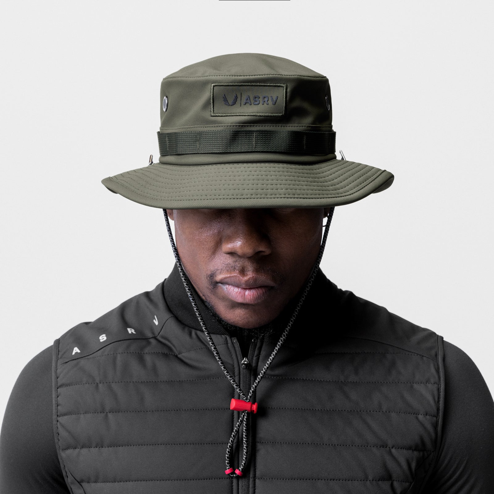 0718 Waterproof Vented Boonie Hat in Dark Olive, worn by model