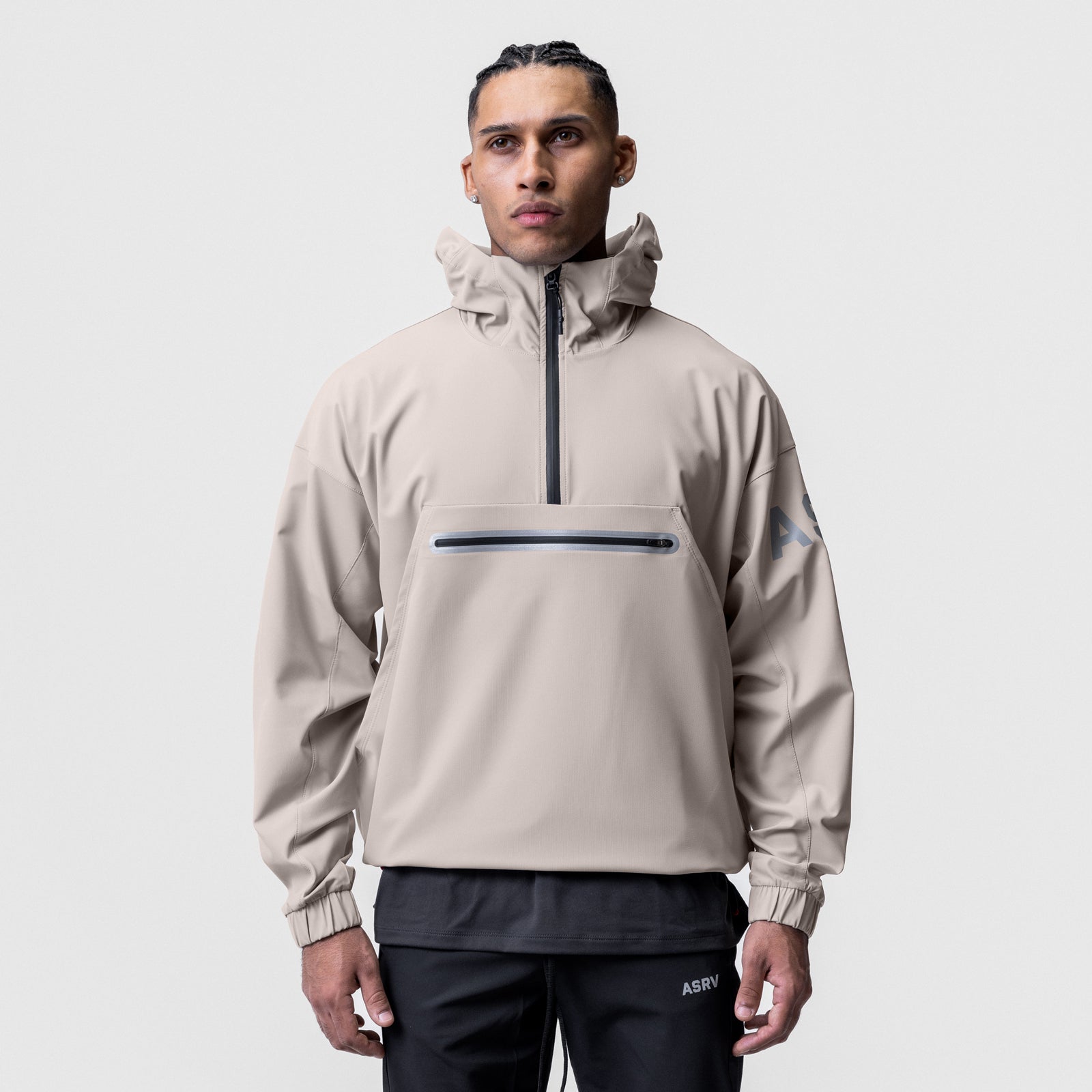 Weather-Ready Anorak Jacket in Chai worn by model, front view