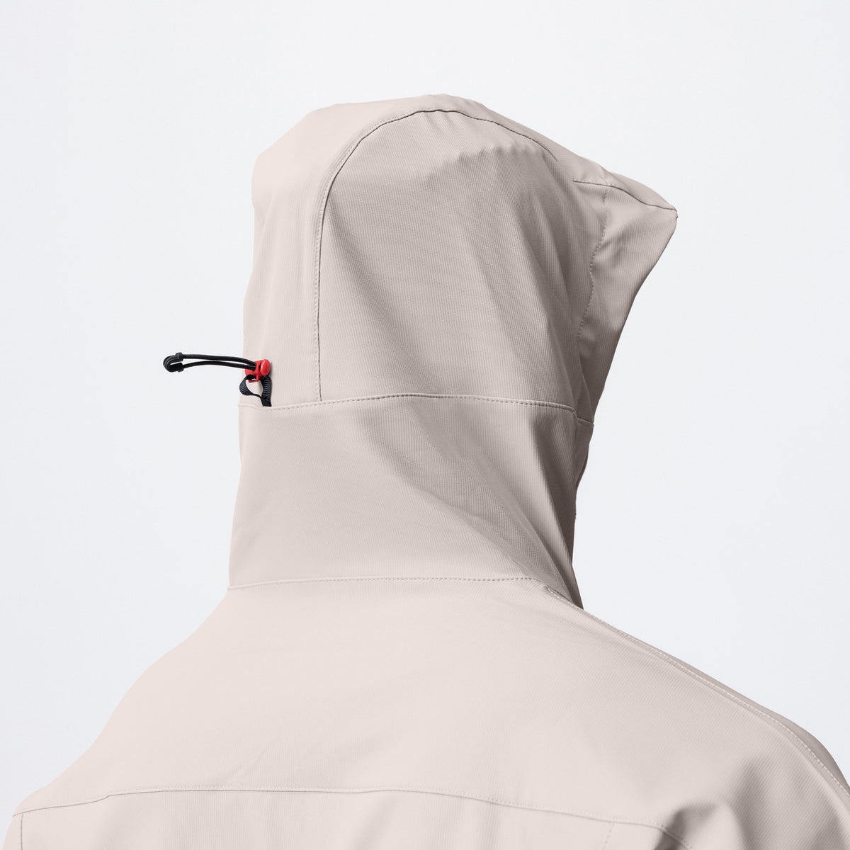 Weather-Ready Anorak Jacket in chai, hooded back view on model