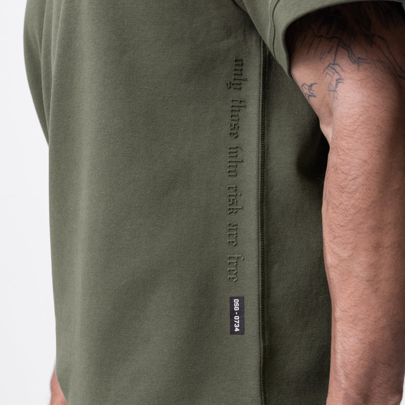 0734. CottonPlus™ Heavyweight Oversized Cinch Tee - Olive