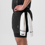 0752. Ripstop 3" High Split Liner Short - Black/Black