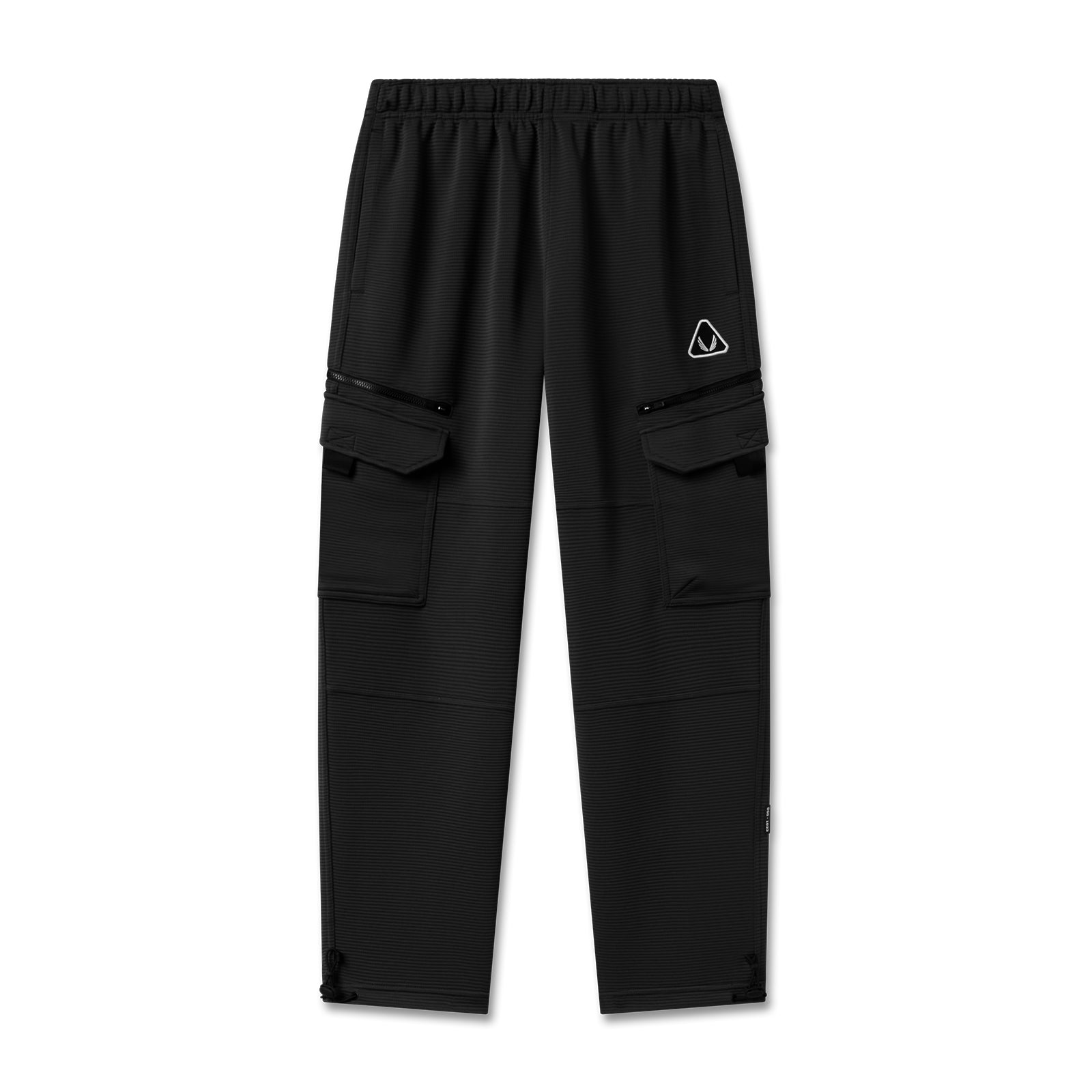 flatlay Deltapeak® Cargo Cinch Jogger in black, front view