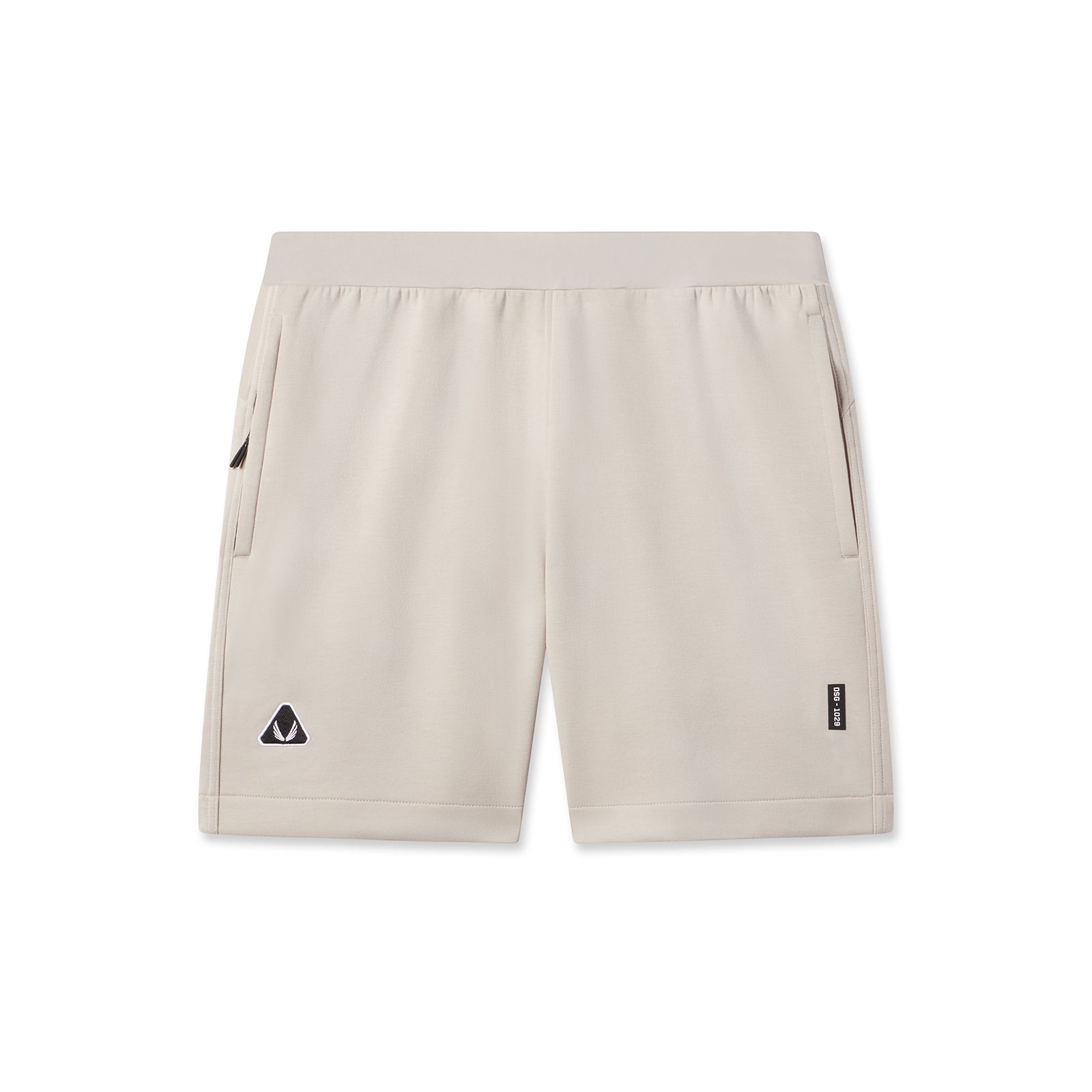 flatlay Dri-Core Training Short in Chai, front view