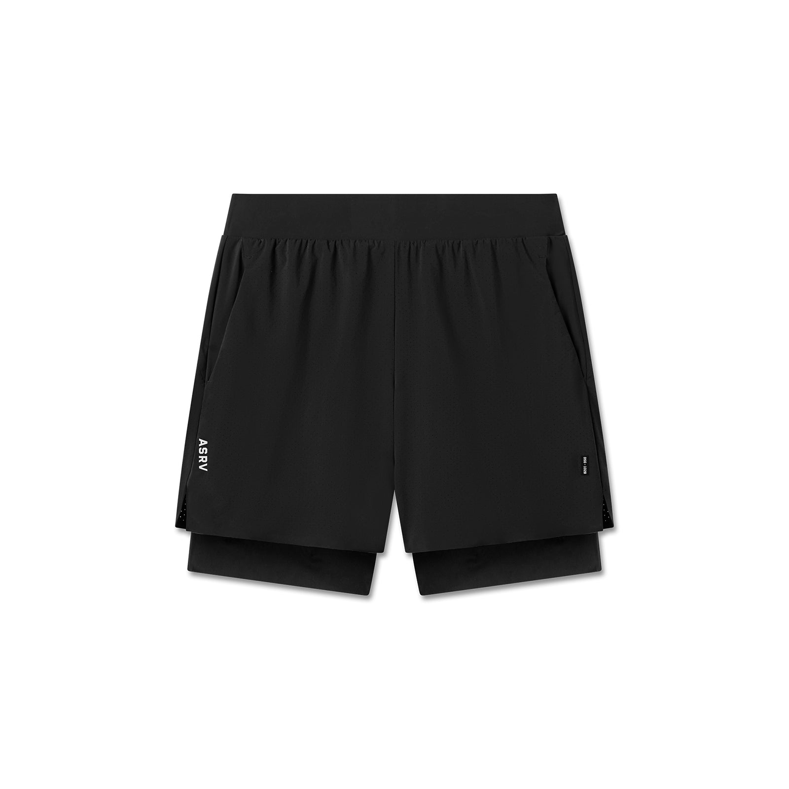 flatlay Aerotex Bonded 7" Liner Short in black, front view
