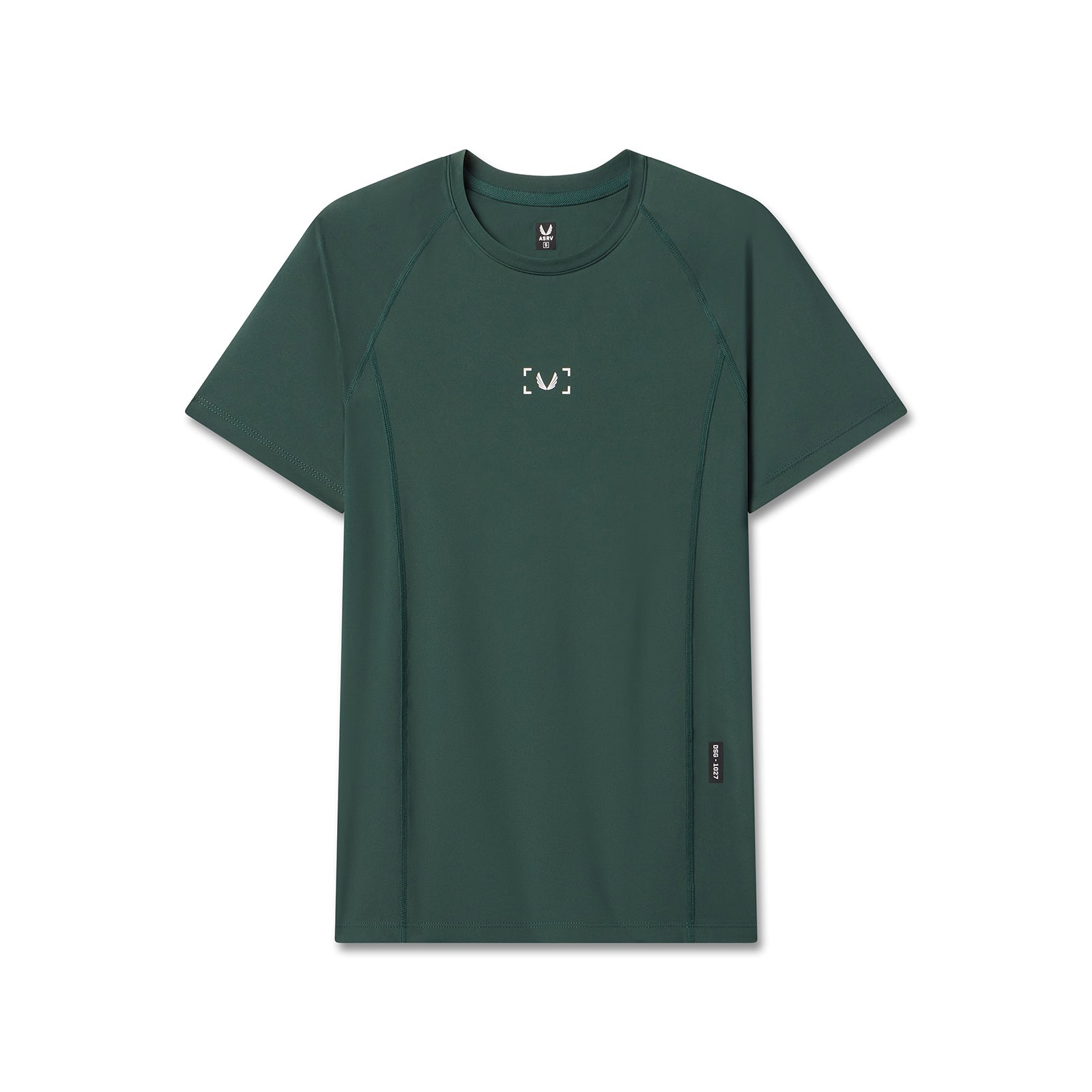 flatlay WarpFlexx-Lite Half-Sleeve Baselayer in forest green, front view