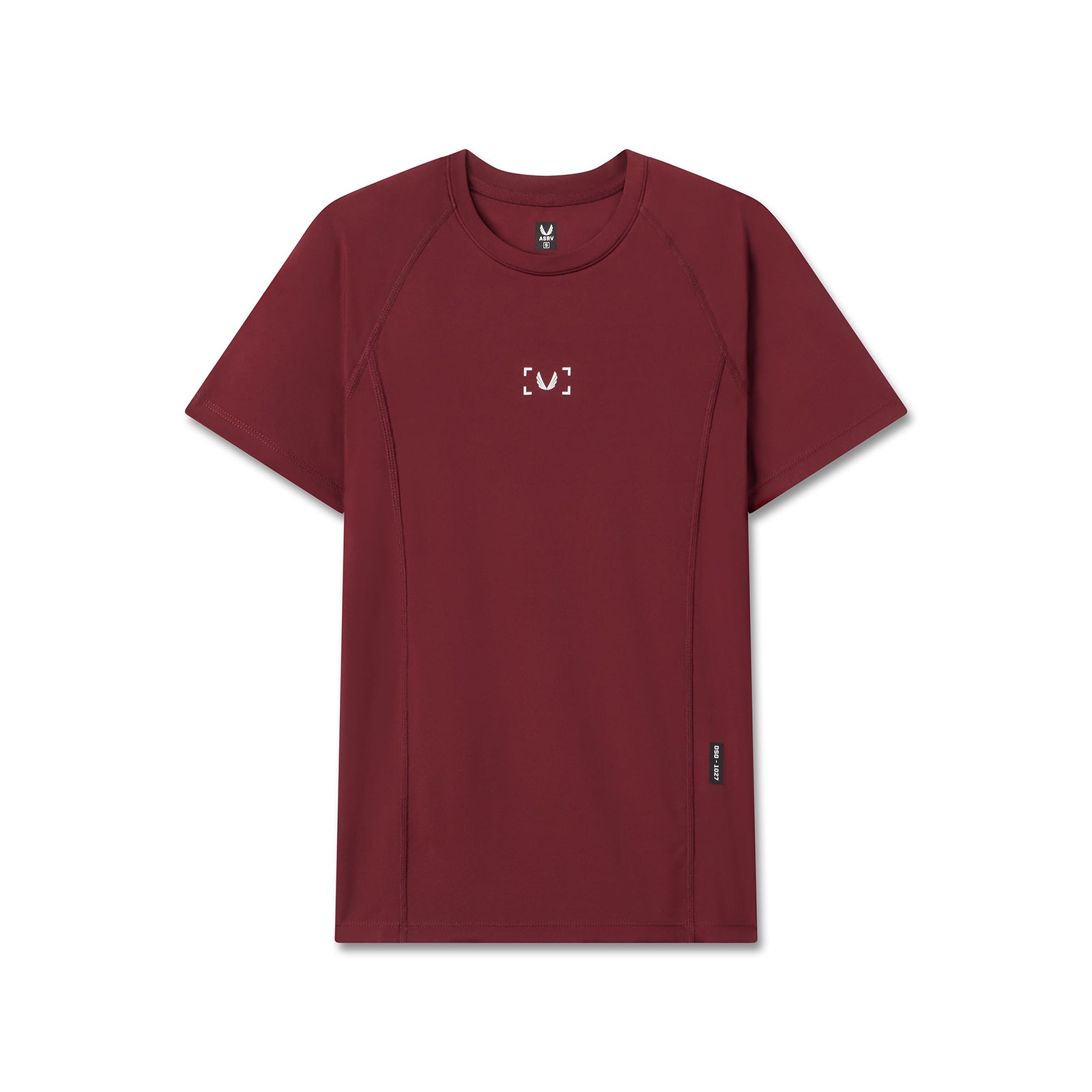 flatlay WarpFlexx-Lite Half-Sleeve Baselayer in crimson, front view