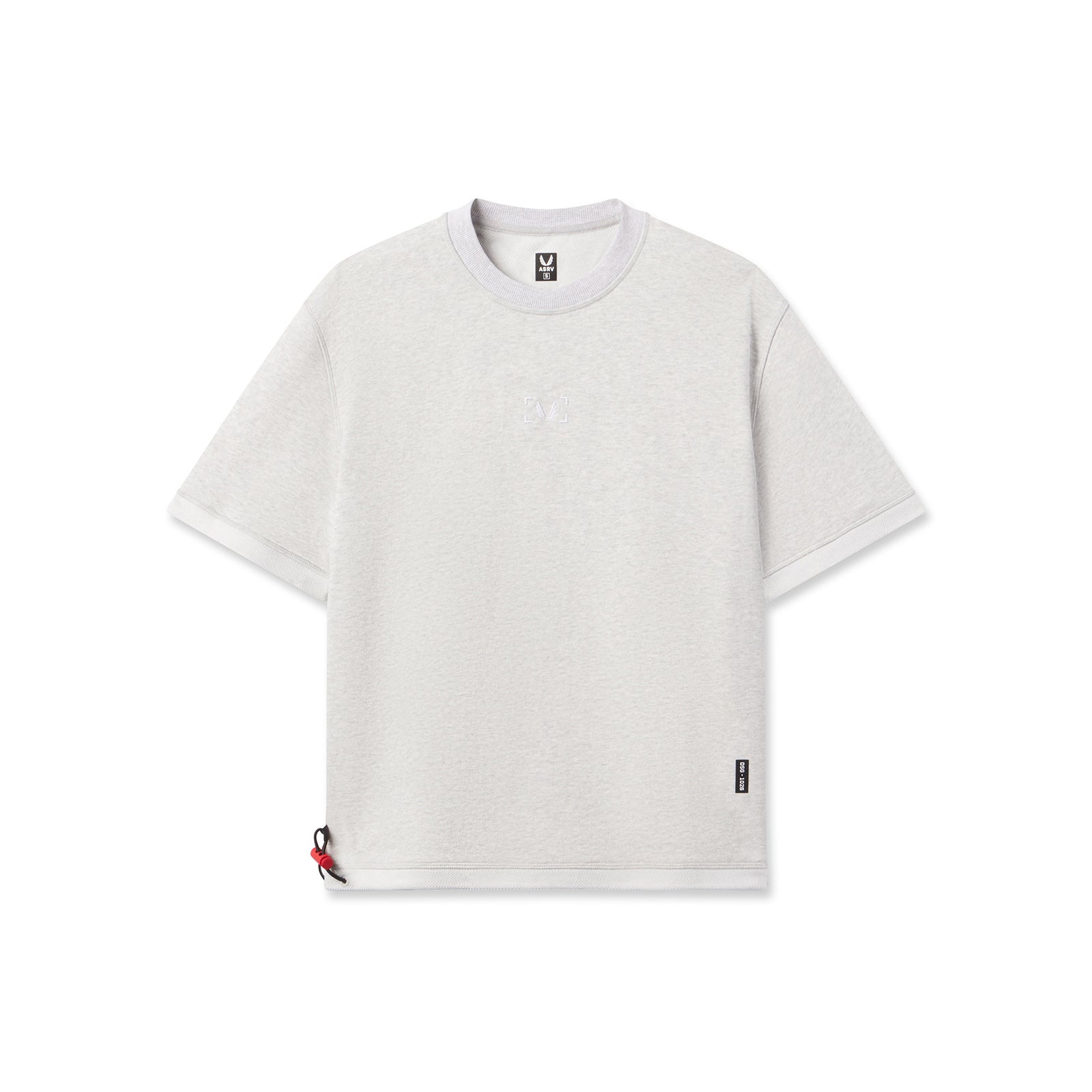 Flatlay of Herringbone Terry Oversized Cinch Tee in heather grey, front view