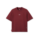 1026. Herringbone Terry Oversized Cinch Tee - Crimson