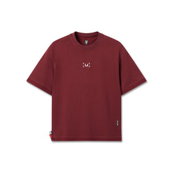 1026. Herringbone Terry Oversized Cinch Tee - Crimson