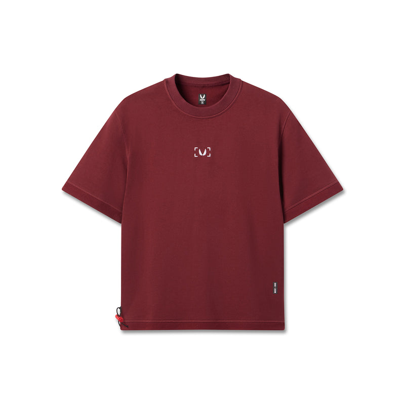 1026. Herringbone Terry Oversized Cinch Tee - Crimson