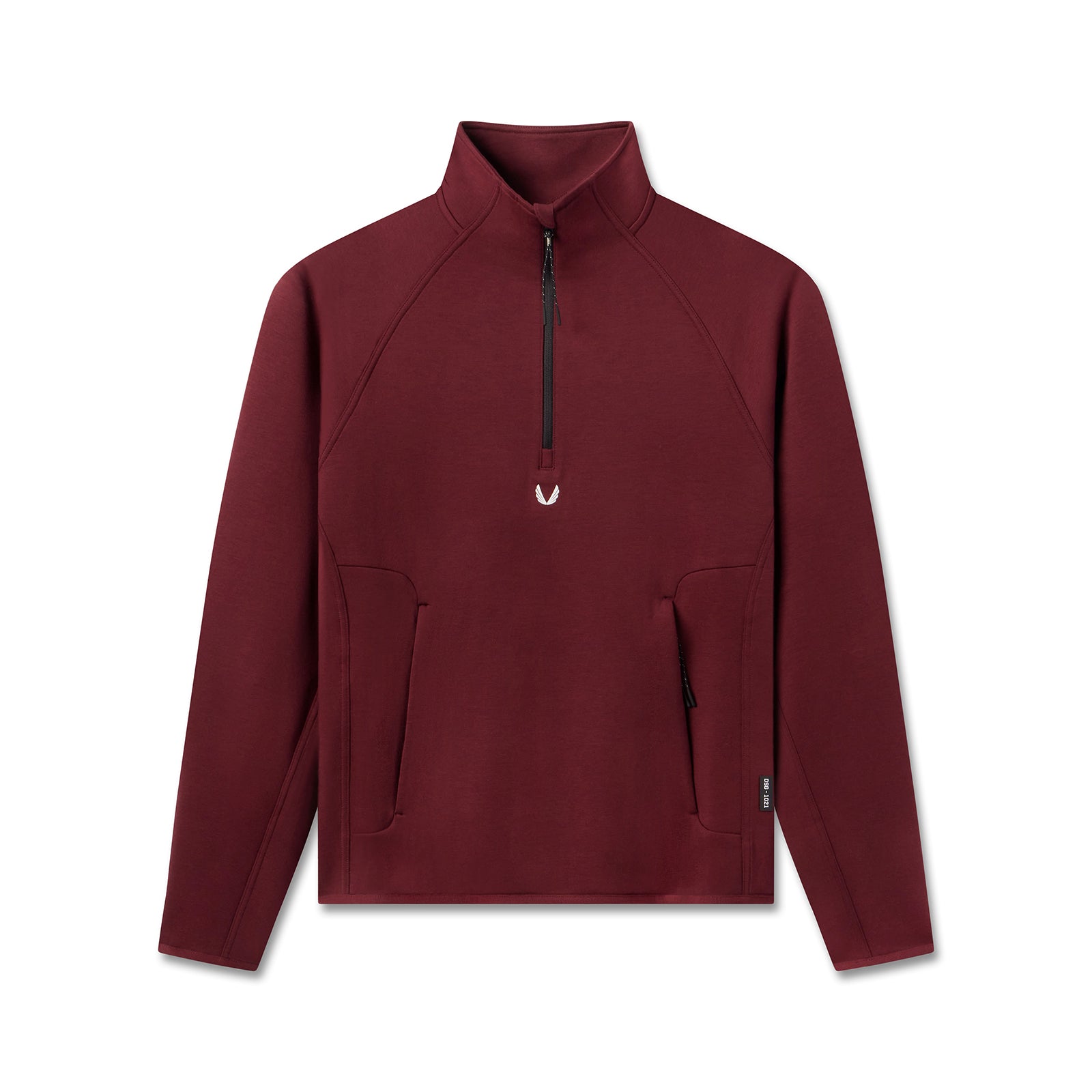 flatlay Dri-Core Quarter Zip pullover in crimson, front view
