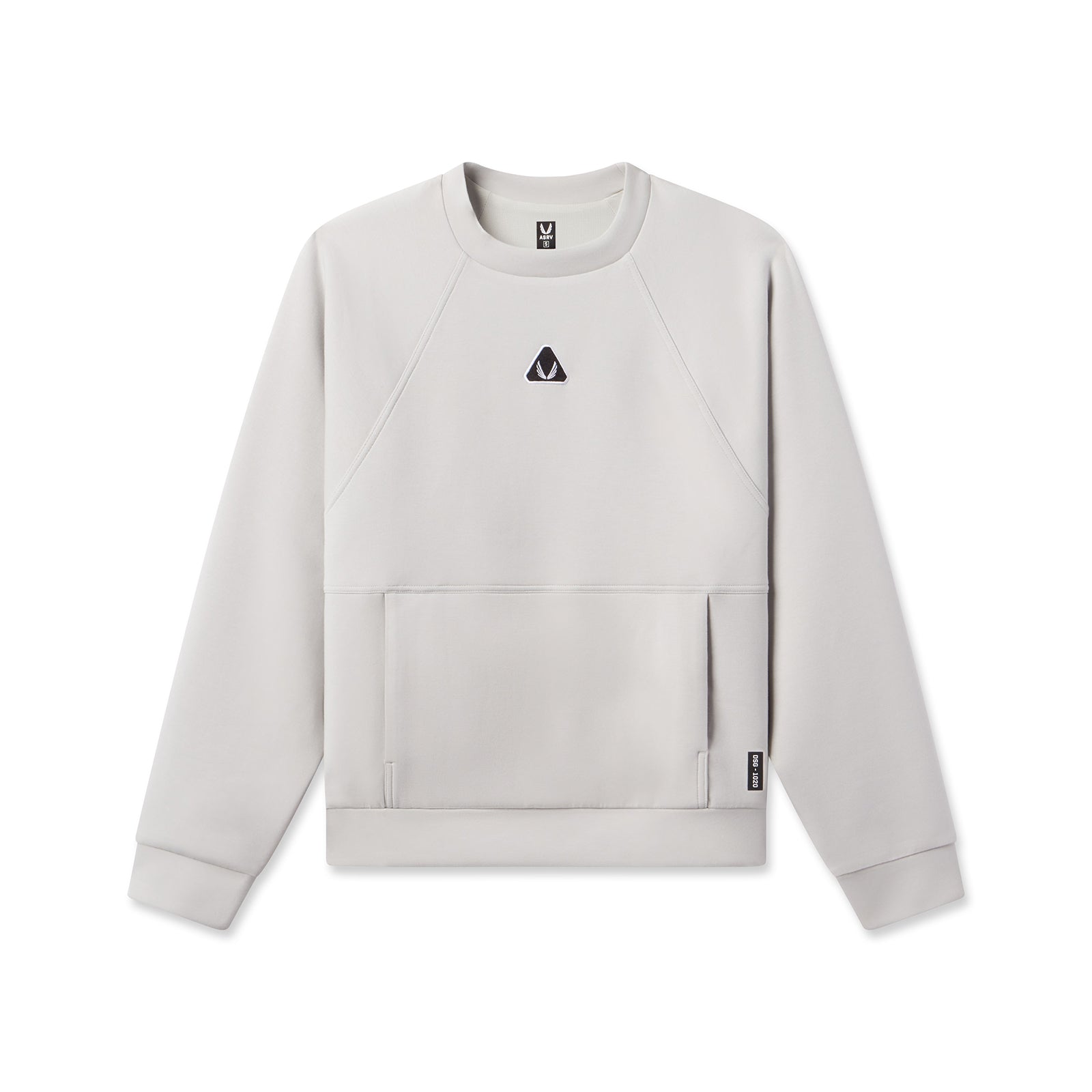 Flatlay of ASRV 1020 Dri-Core™ oversized crewneck sweatshirt in light grey, front view