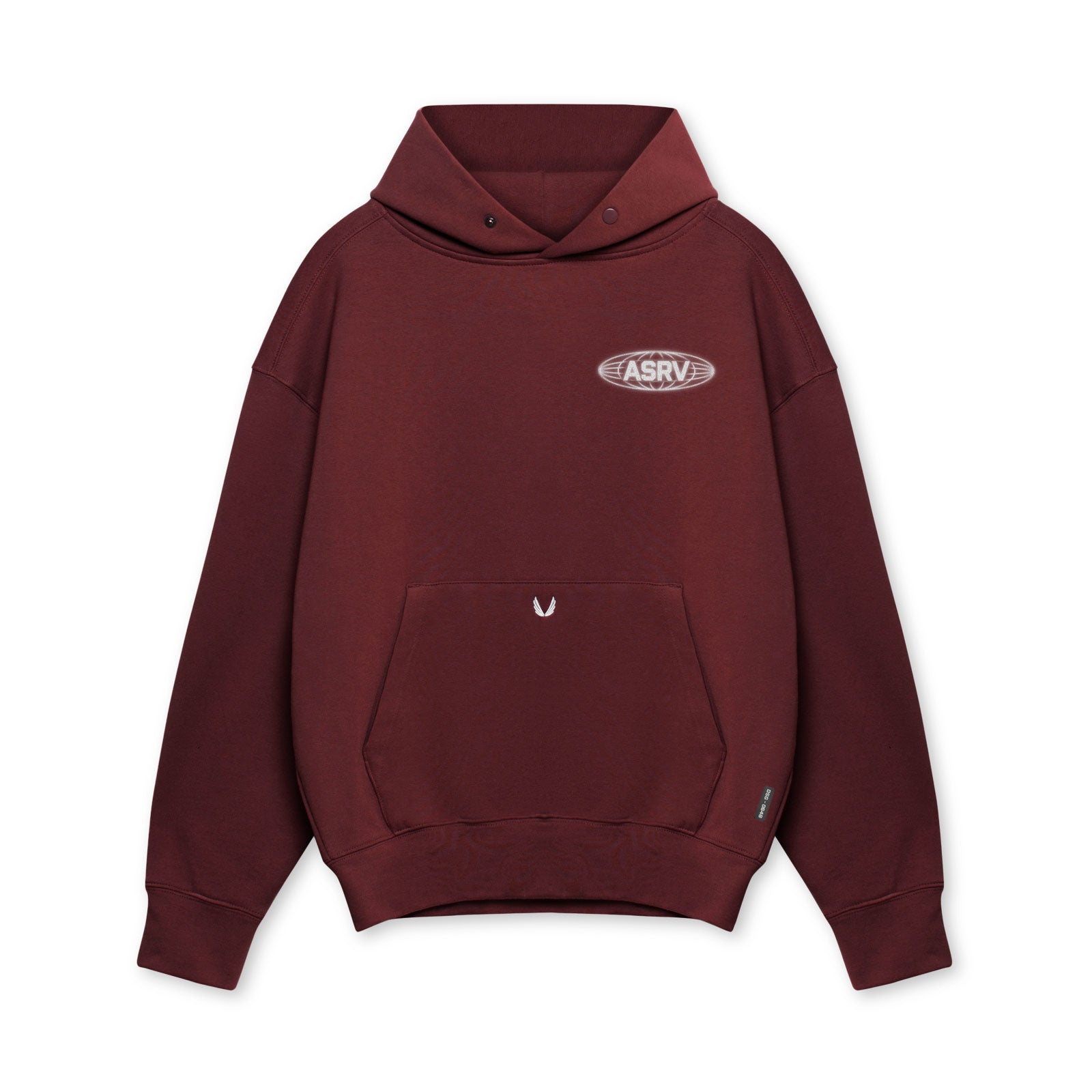 flatlay Tech-Terry Hoodie in crimson, front view